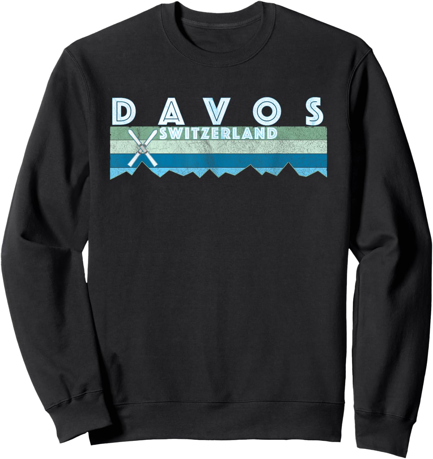 Davos Switzerland Ski T Shirt / Retro Vintage Davos Shirt Sweatshirt - Sweatshirt | Black