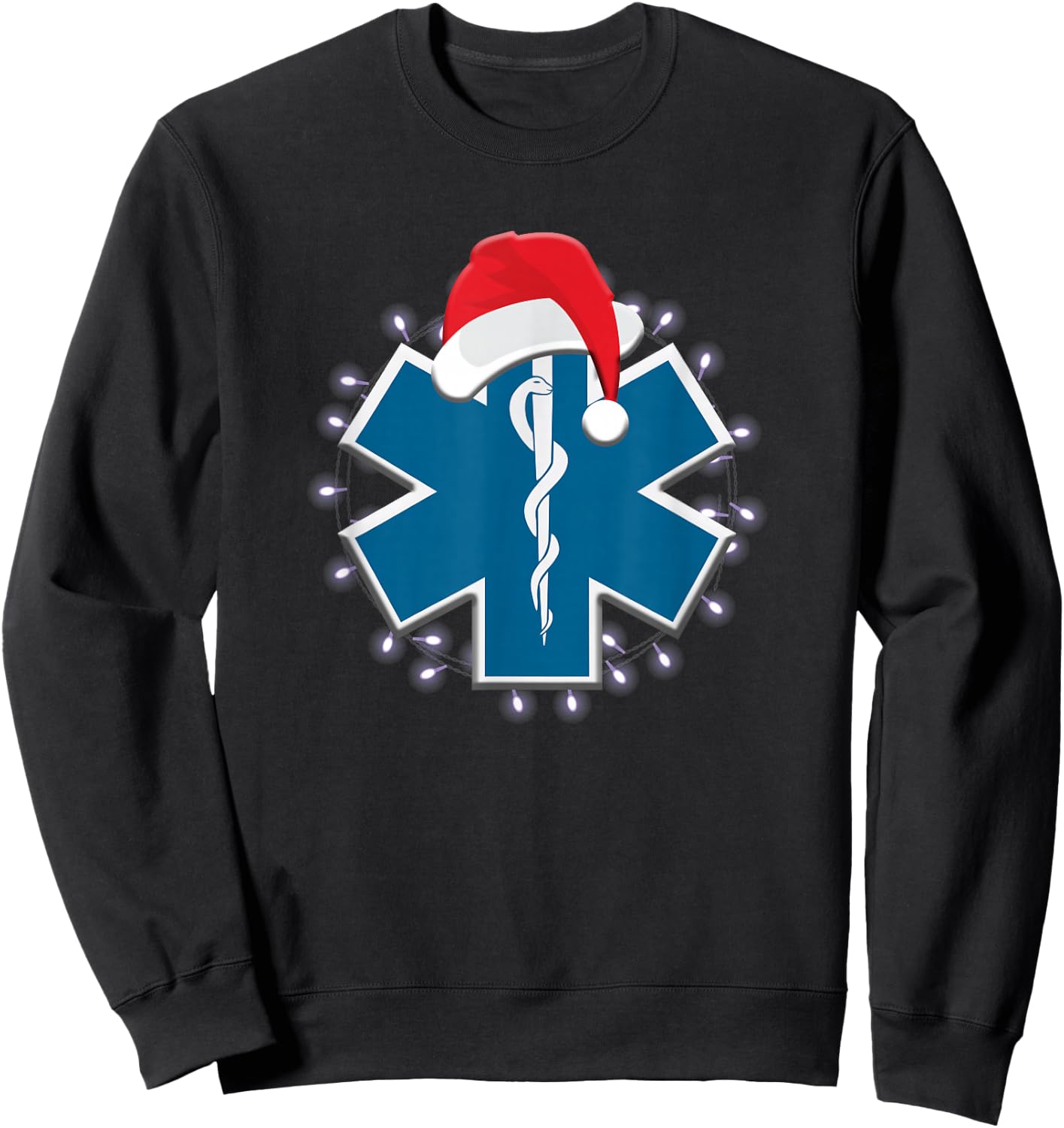 EMT Paramedic EMS Christmas Star of Life First Responder Sweatshirt - Sweatshirt | Black