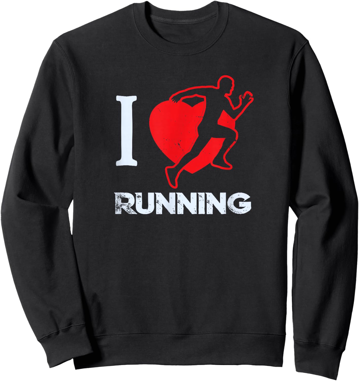 Funny I Love Running Athletics I Heart Running - Jogging Sweatshirt - Sweatshirt | Black