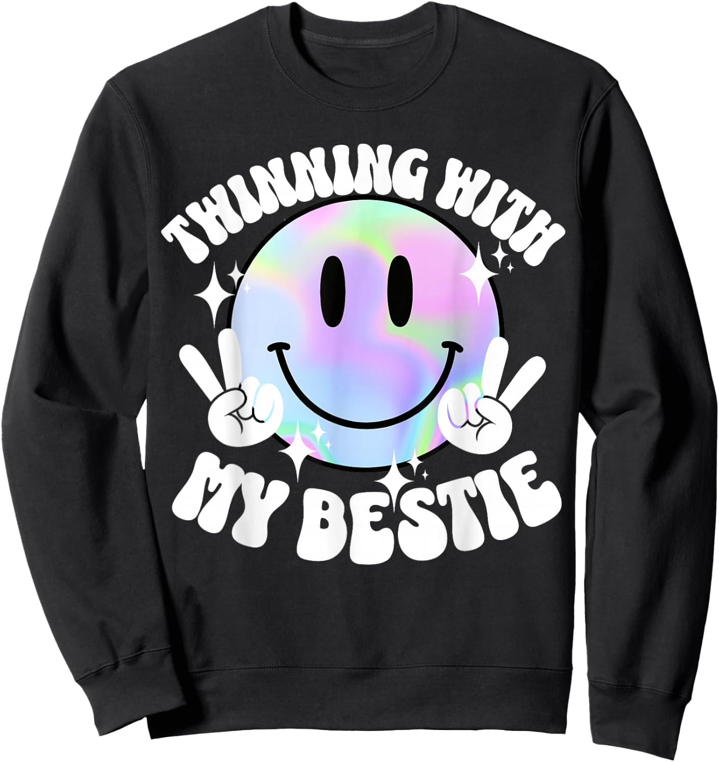 Twinning with My Bestie Spirit Week Twin Day Best Friend Sweatshirt - Sweatshirt | Black