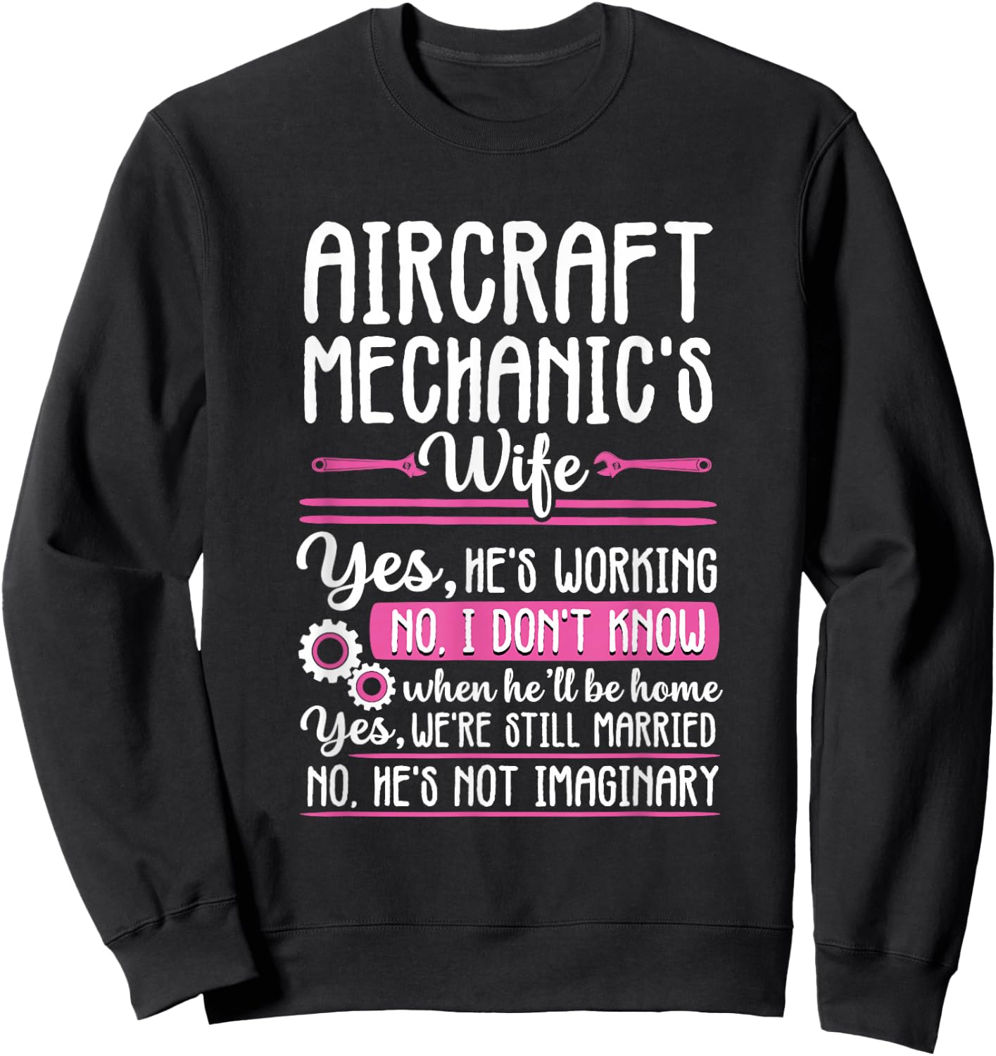 Funny Airplane Aircraft Mechanic Wife Women Aviation Repair Sweatshirt - Sweatshirt | Black