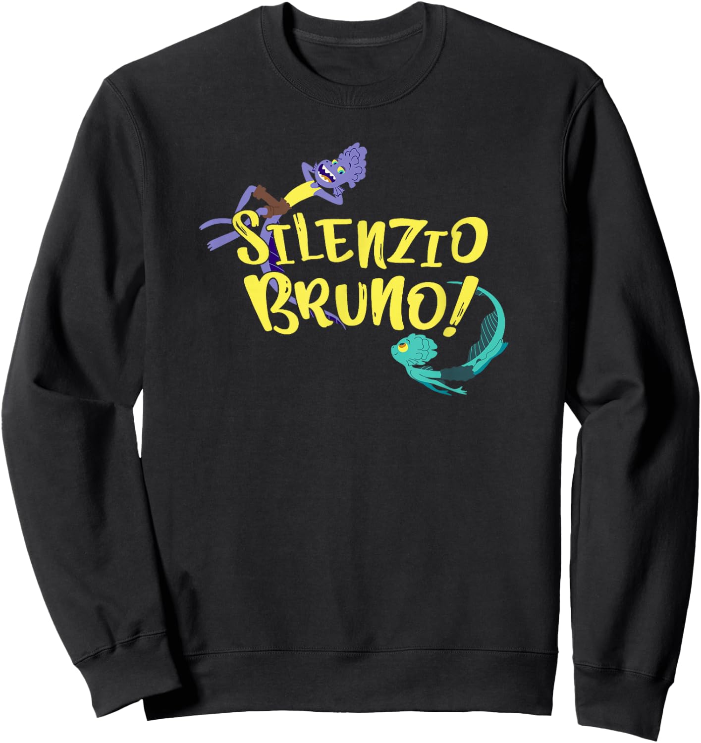 Disney Pixar Luca Silenzio Bruno! Characters Swimming Sweatshirt - Sweatshirt | Black
