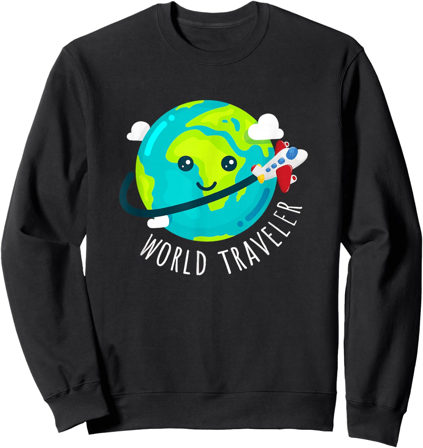 Cute Globe World Traveler Sweatshirt - Sweatshirt | Black