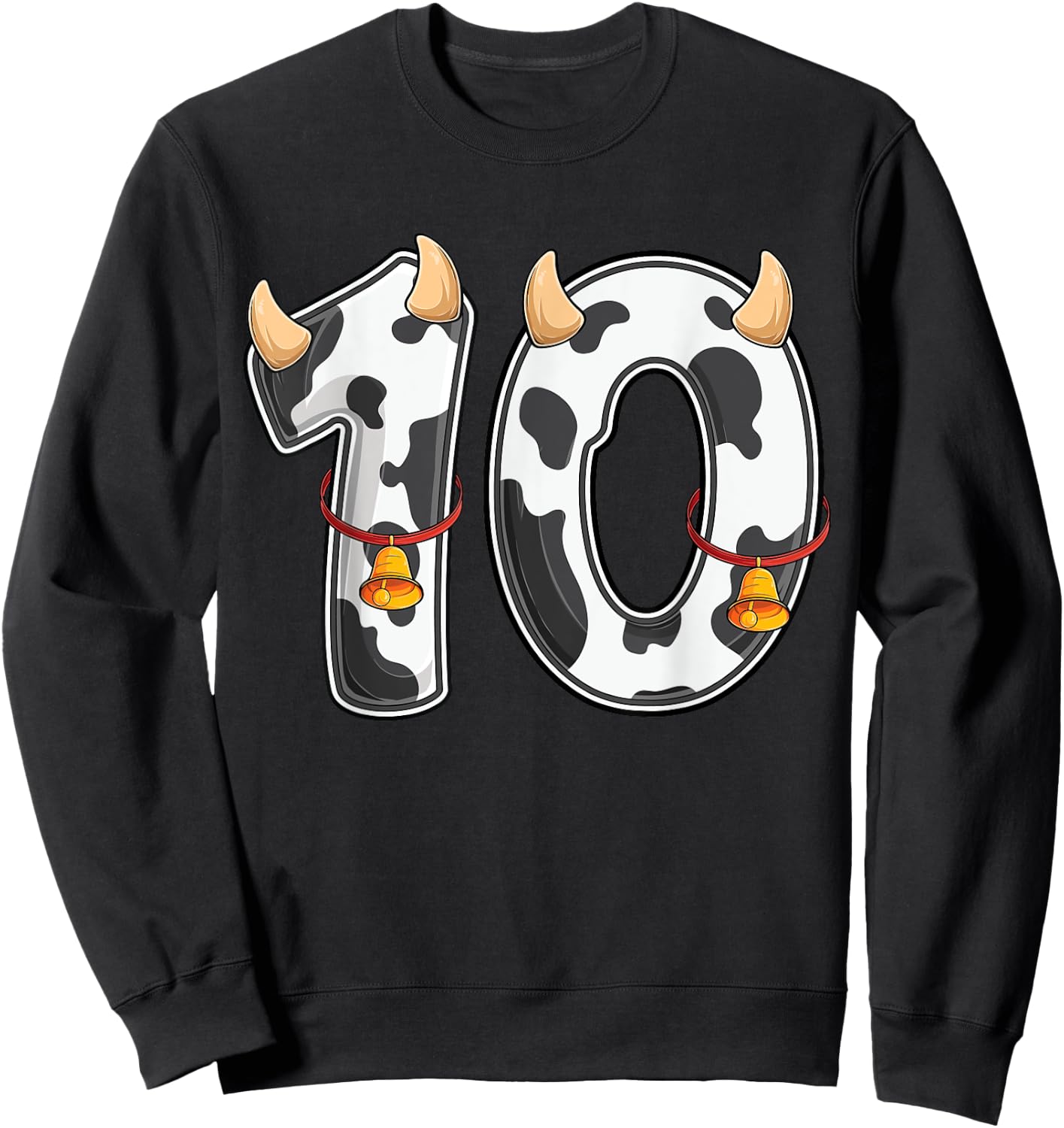 Cow Girl Boy Farmer 10th Birthday Ten 10 Years Old Bday Kids Sweatshirt - Sweatshirt | Black