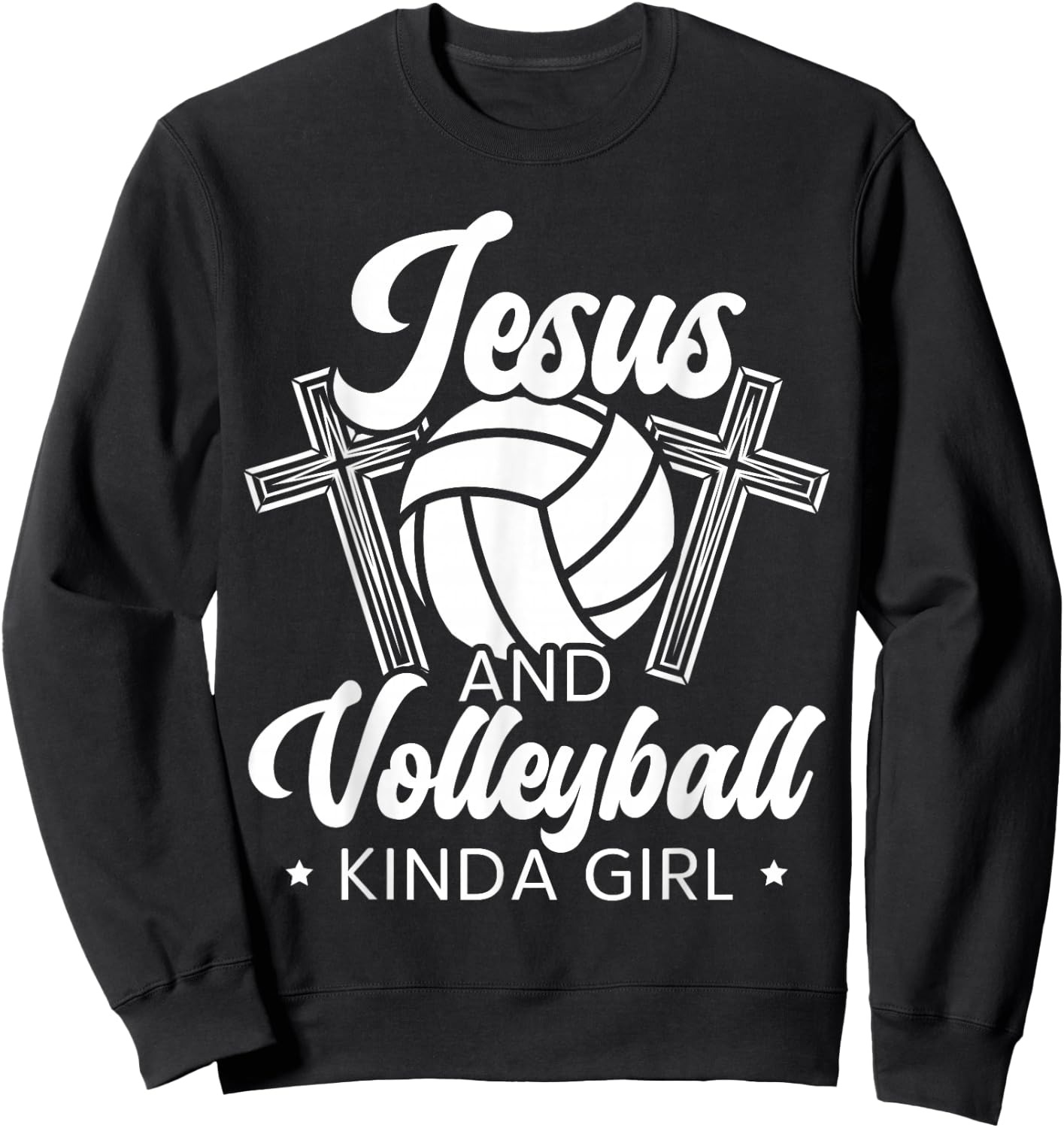 Jesus And Volleyball Kinda Girl Sports Gameday Spike Net Sweatshirt - Sweatshirt | Black