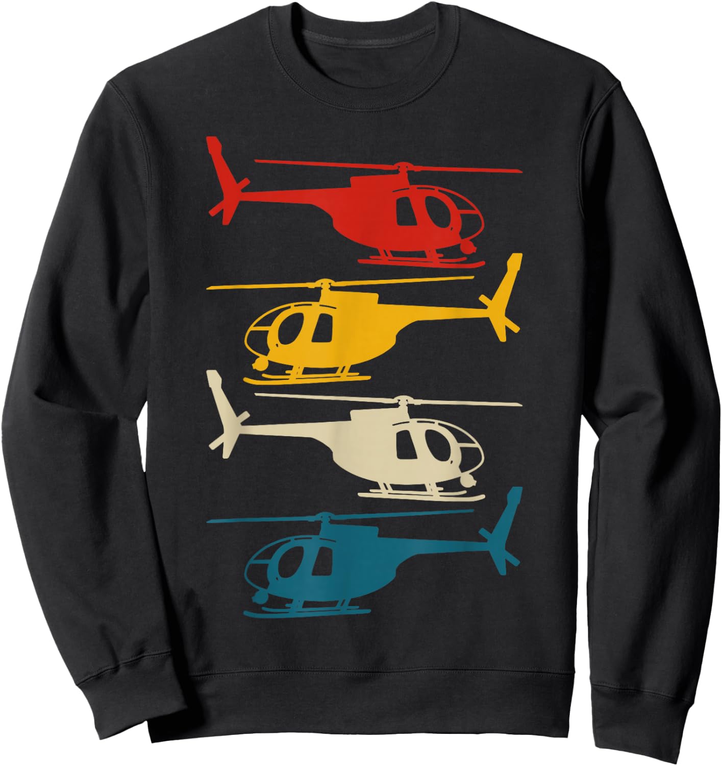 Helicopter Pilot Co. -Kids Retro Aviation , Black, Small, Short Sleeve Sweatshirt - Sweatshirt | Black