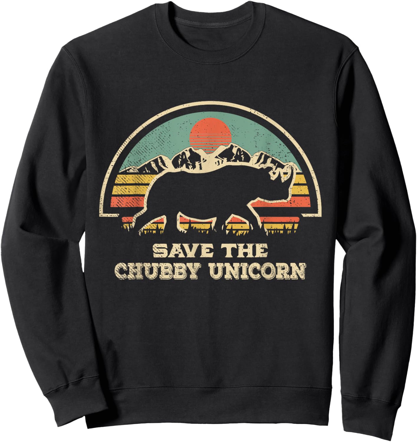 Save The Chubby Unicorns Rhino Fat Rhino Sweatshirt - Sweatshirt | Black