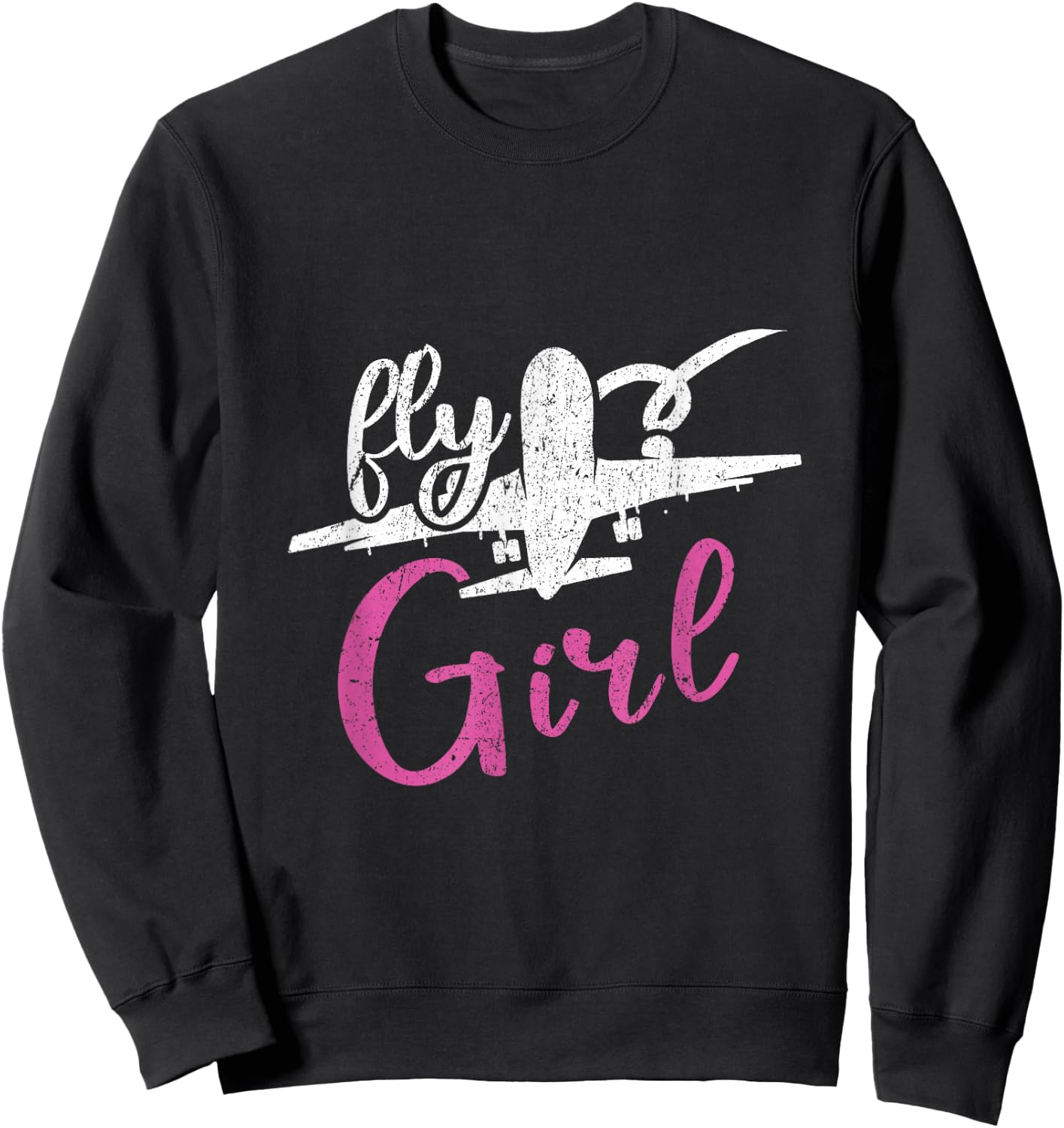 Women's Airplane Aviation Lover Aircraft Fly Girl Sweatshirt - Sweatshirt | Black