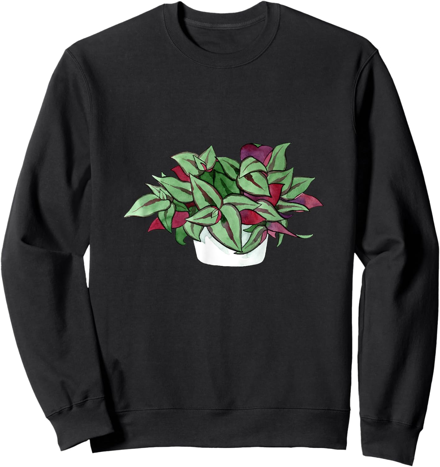Wandering Jew Plant House Purple Heart Secretia Queen Sweatshirt - Sweatshirt | Black