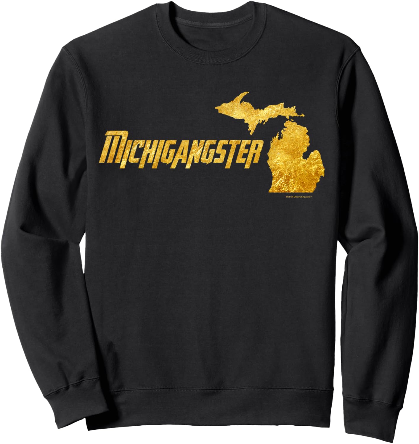 Michigangster Gold Detroit Michigan Midwest Mitten Sweatshirt - Sweatshirt | Black