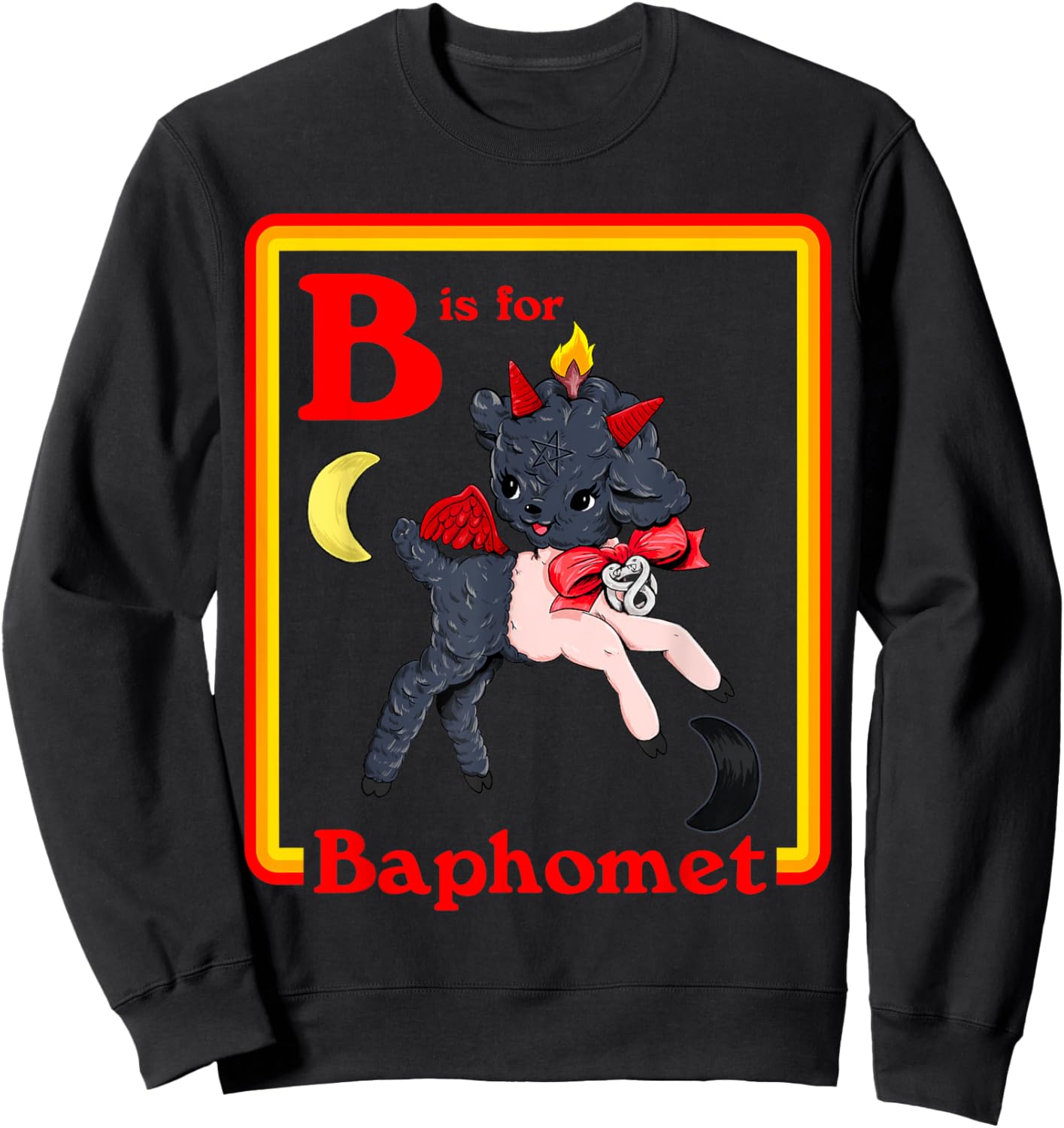 B for Baphomet Satanic Cute Devil Retro Vintage Satan Tarot Sweatshirt - Sweatshirt | Black