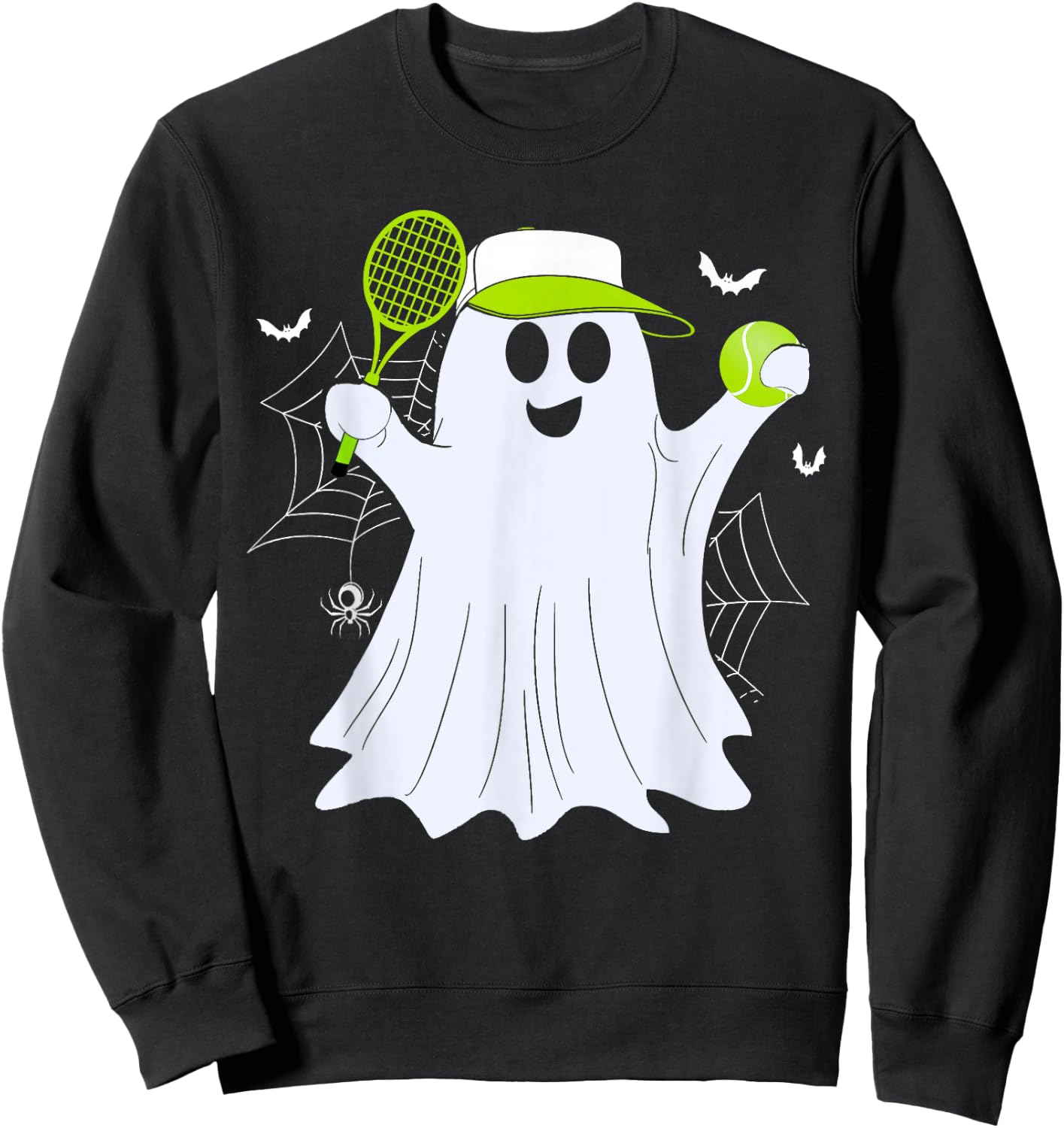 Boo Ghost Playing Tennis Funny Halloween Tennis Costume Sweatshirt - Sweatshirt | Black