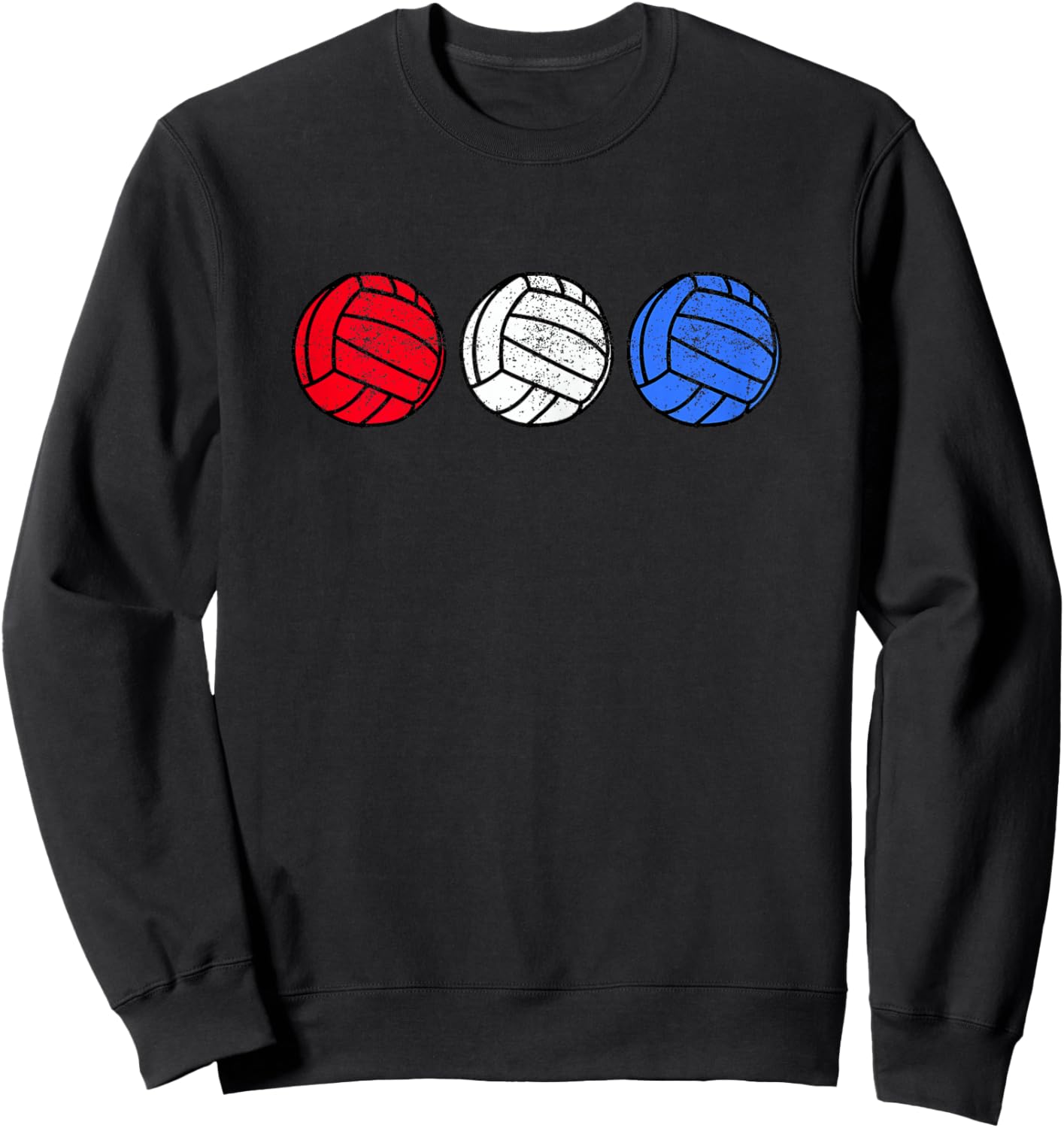 4th of July Volleyball Vintage Red White Blue Teen Girls Sweatshirt - Sweatshirt | Black