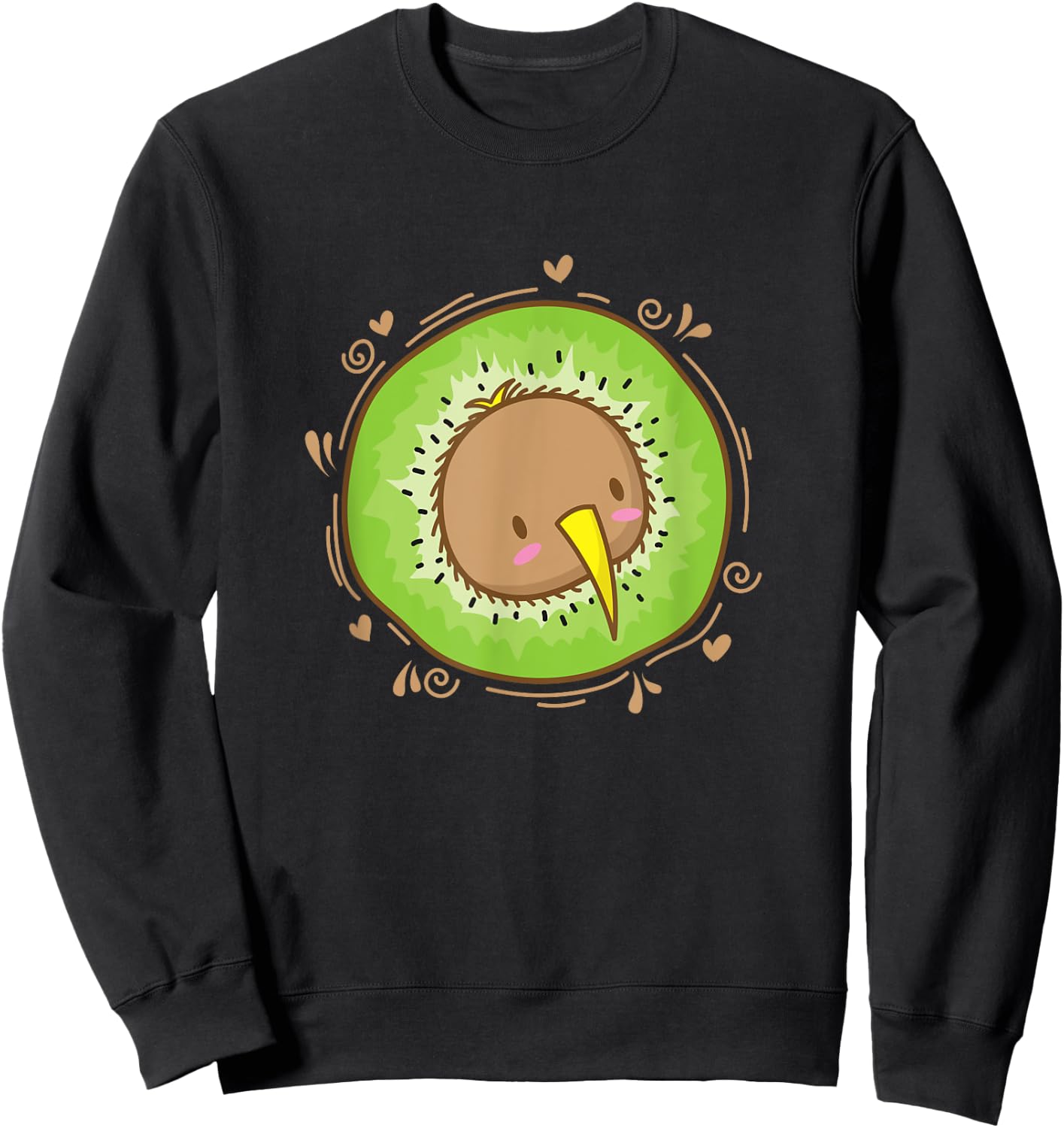 Kiwi Bird Head with Kiwi Fruit Sweatshirt - Sweatshirt | Black