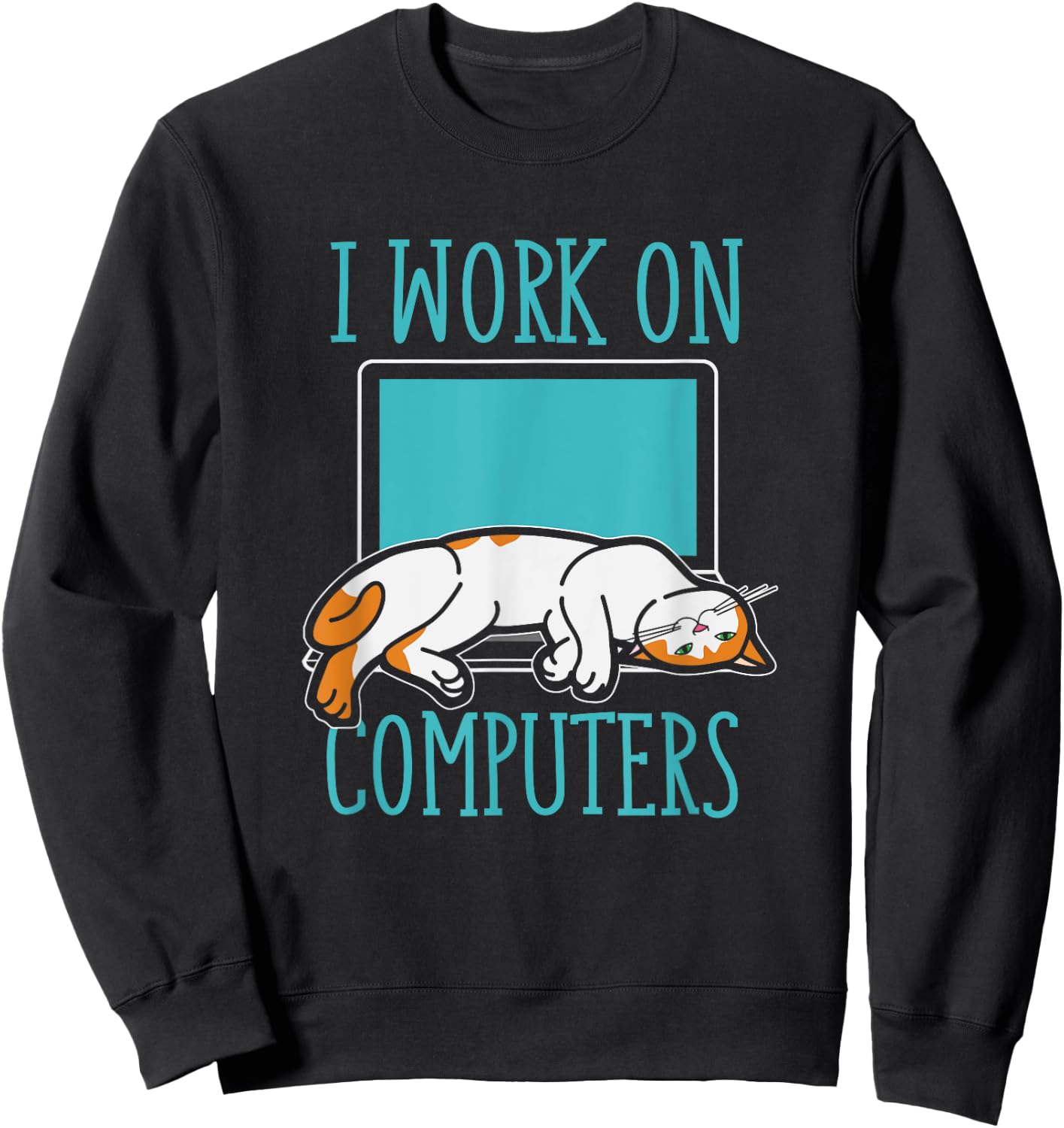 Funny Cats and Computers Laptop for pet lovers Sweatshirt - Sweatshirt | Black