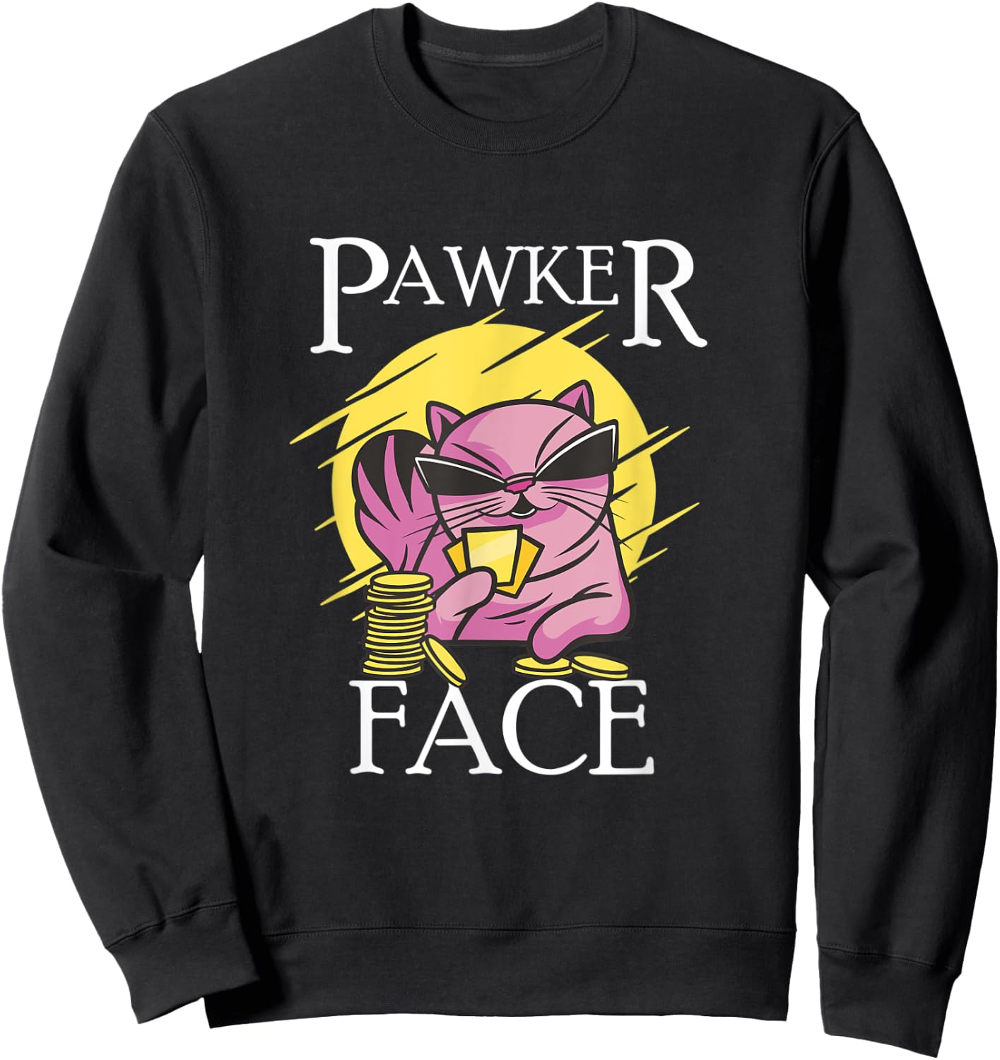 Pawker Face Poker Face - Cat Plays Poker Sweatshirt - Sweatshirt | Black