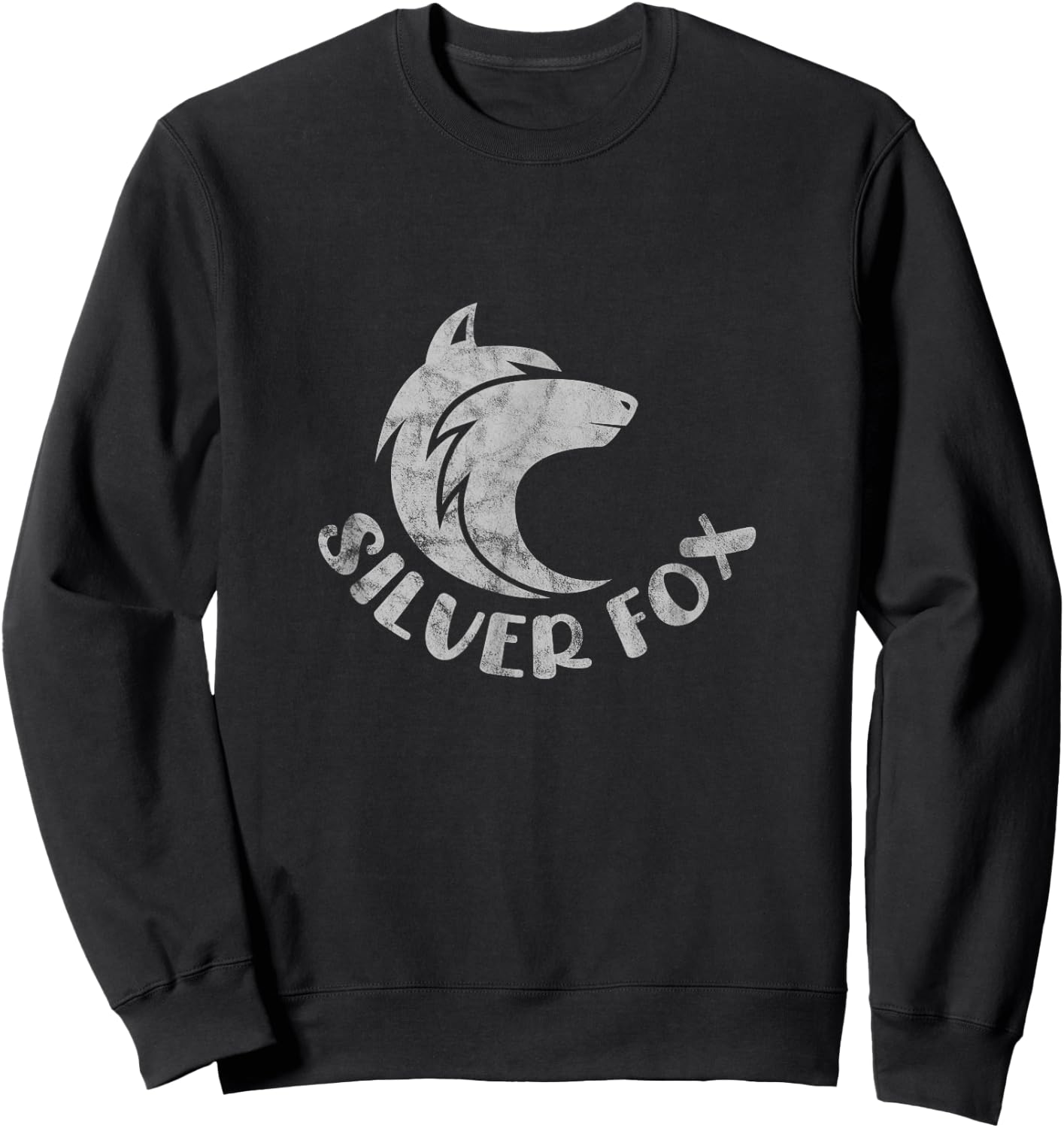 Silver Fox Foxes Forest Animal Distressed Look Sweatshirt - Sweatshirt | Black
