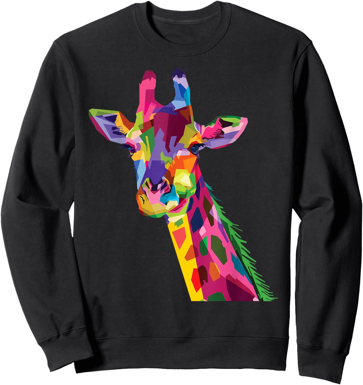 Color Critters Cute Rainbow Giraffe Display Vibrant Zoo Giraffe Sweatshirt - Sweatshirt | Black