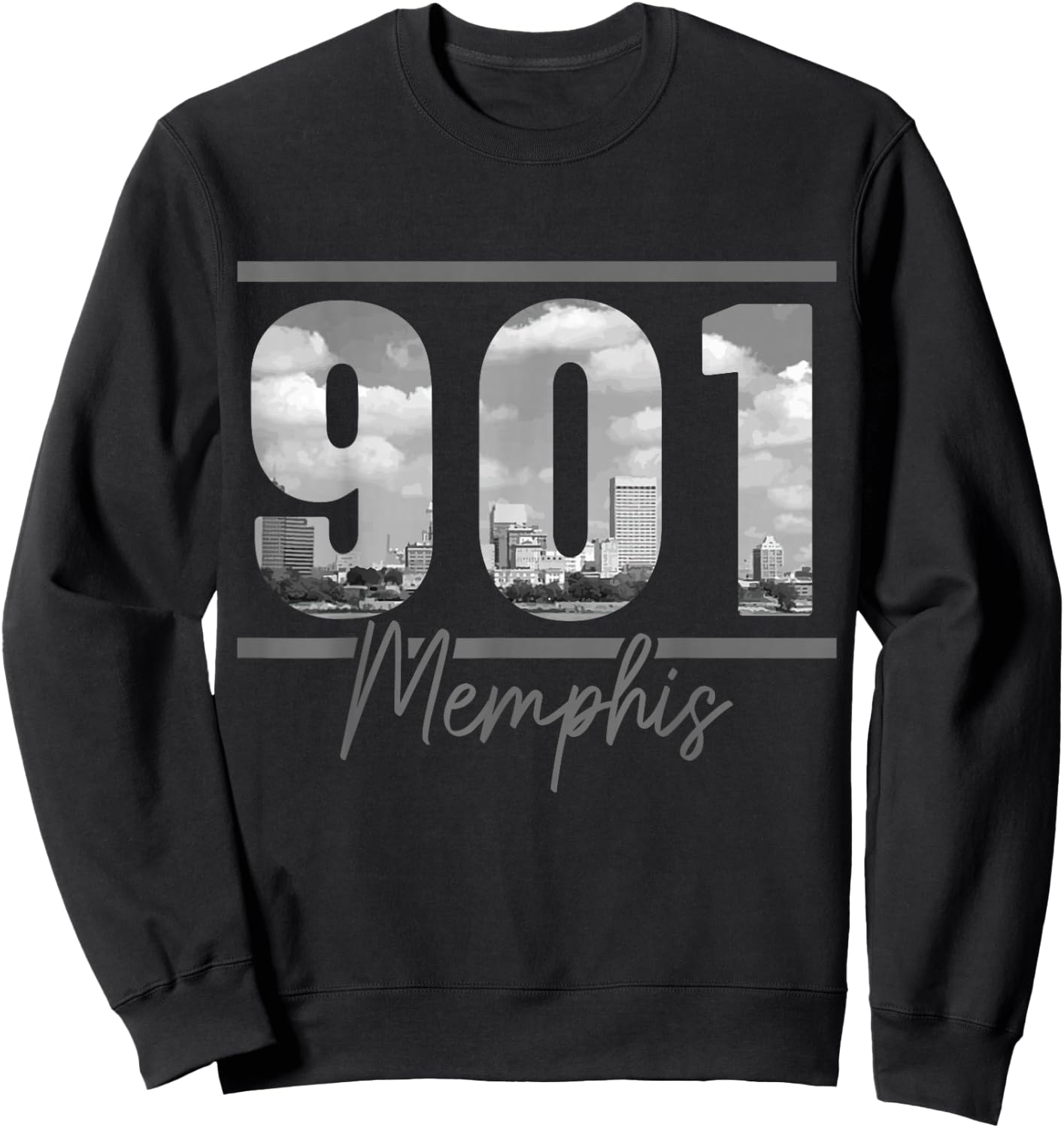 Memphis 901 Area Code Skyline Tennessee Vintage Sweatshirt - Sweatshirt | Black