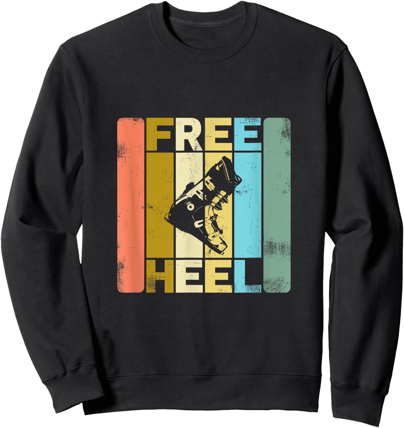 Free Heel Skiing Telemark Ski Retro Sweatshirt - Sweatshirt | Black