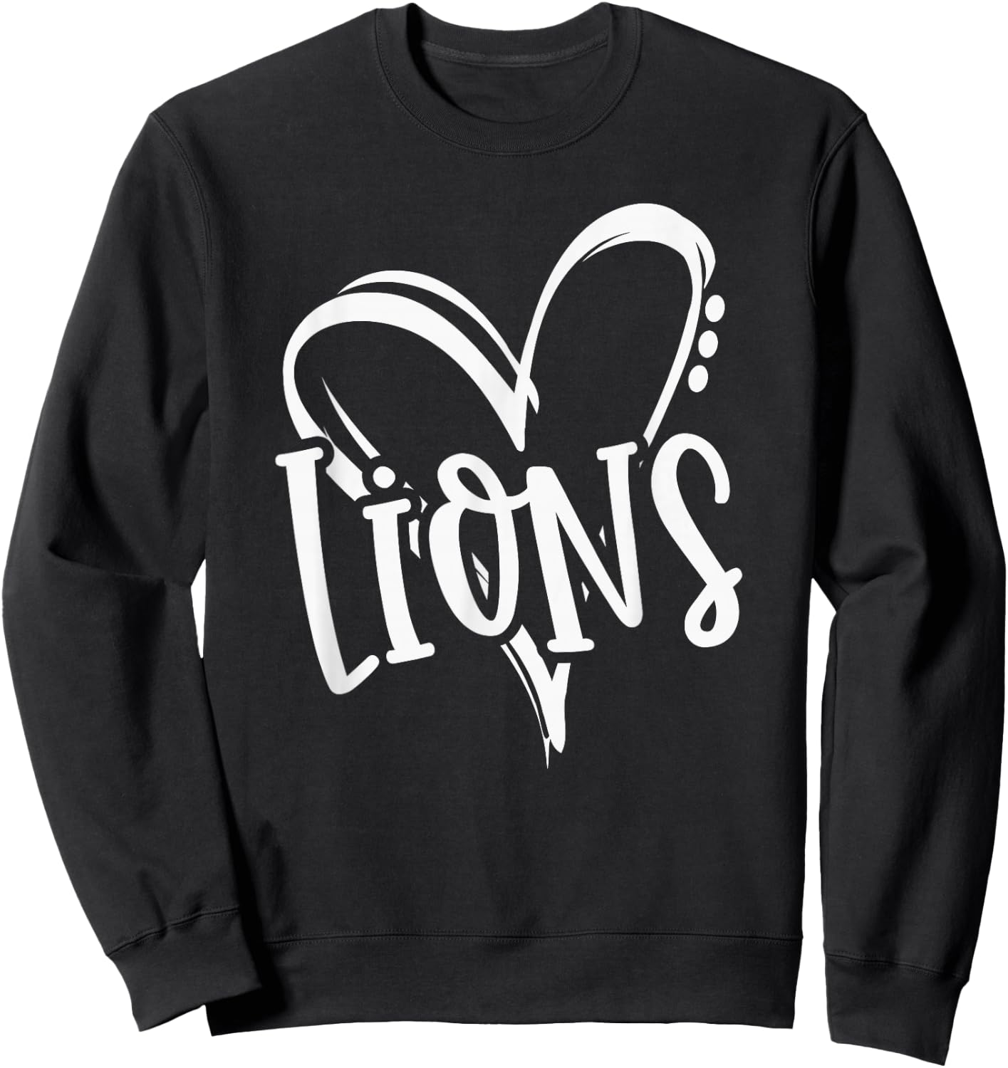 Lions School Sports Fan Team Spirit Heart Sweatshirt - Sweatshirt | Black
