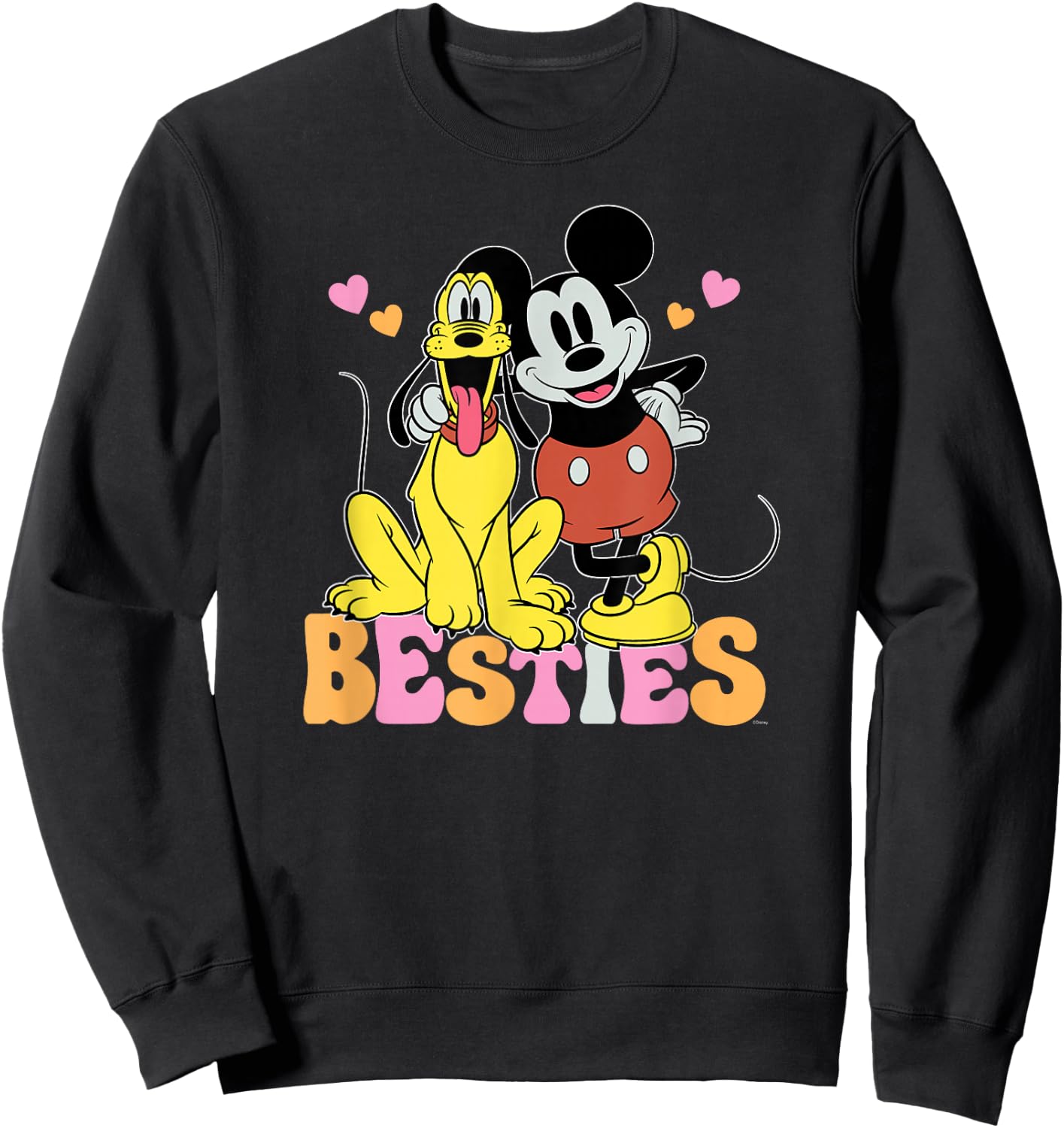 Disney Mickey Mouse Pluto Besties BFF Best Friends Valentine Sweatshirt - Sweatshirt | Black