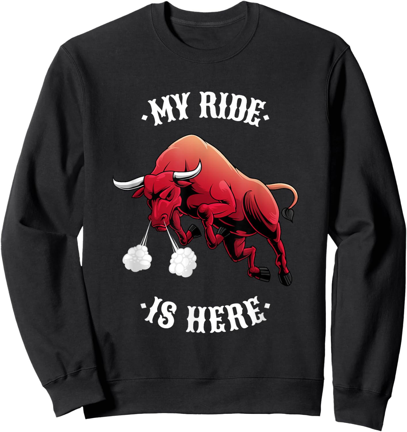 Funny Rodeo Bull Riding Cowboy Men Women Boys Girls Kids Sweatshirt - Sweatshirt | Black