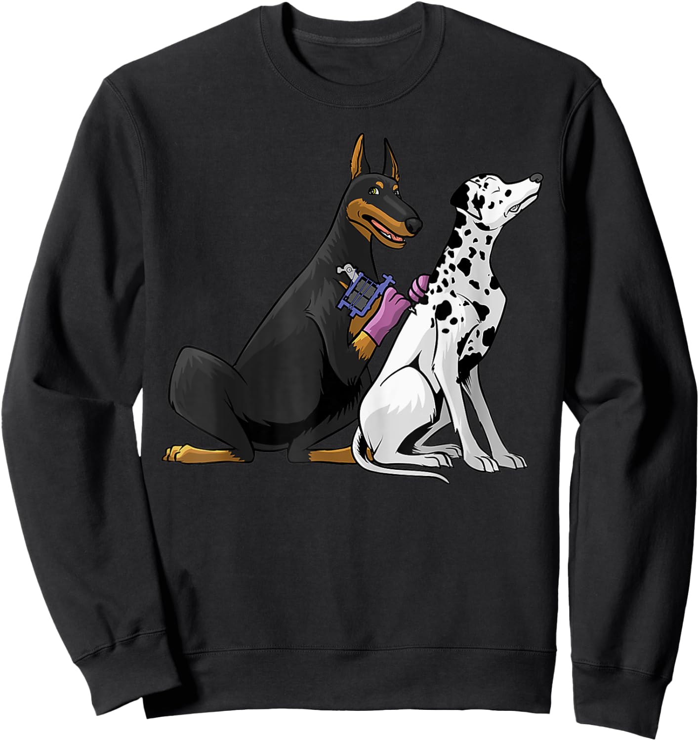 Dalmatian Doberman Dog Cool Tattoo Artist Gifts Tattooist Sweatshirt - Sweatshirt | Black