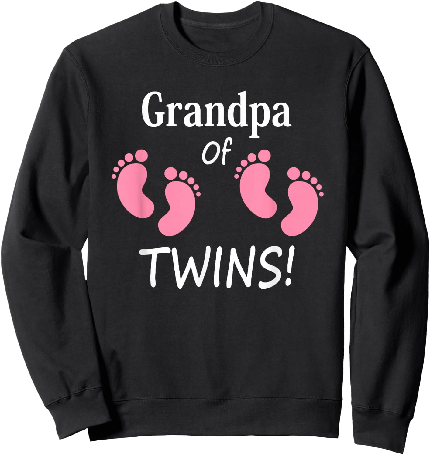 Grandpa of Twin Girls Footprint Design Grandfather Sweatshirt - Sweatshirt | Black