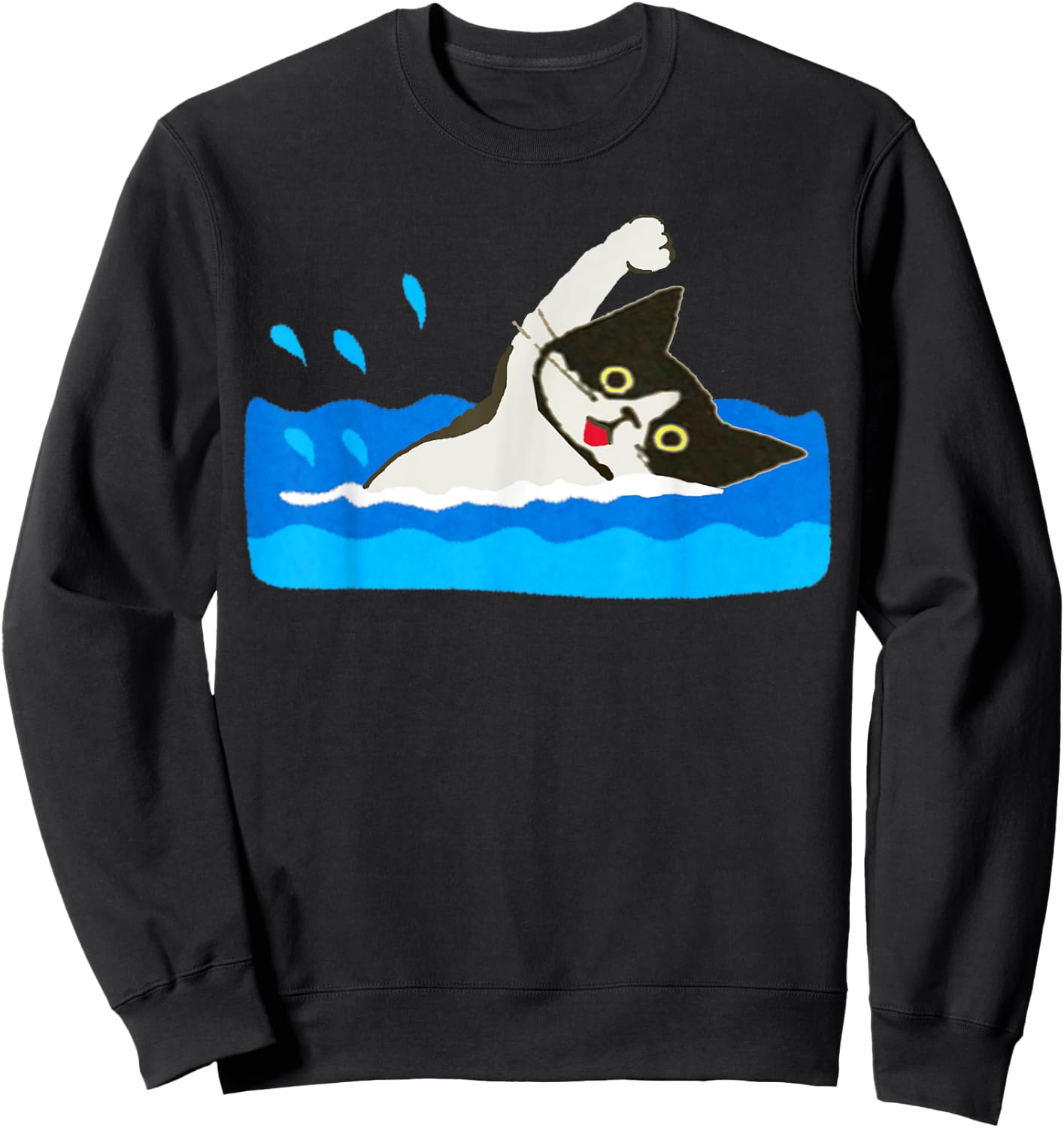 Cat Swimming Pool Women Kids Sweatshirt - Sweatshirt | Black