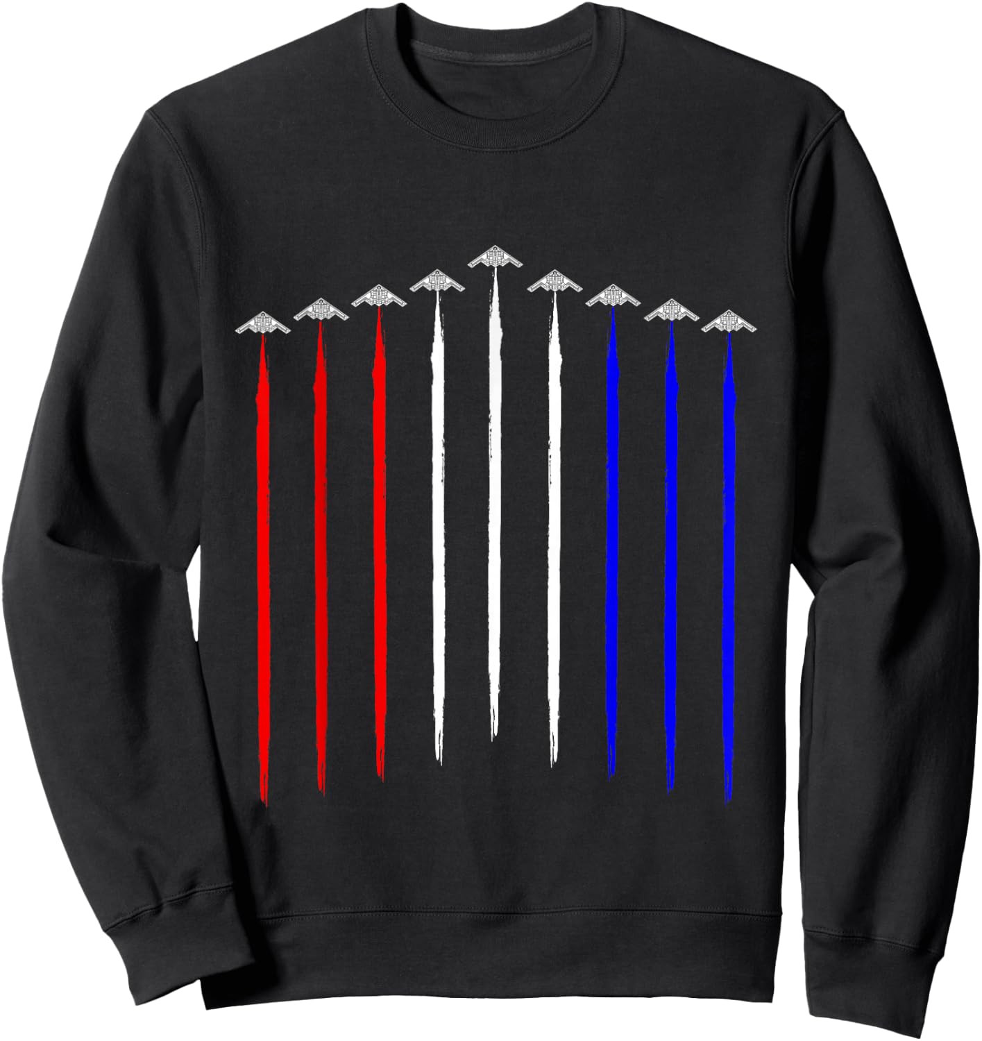 B-2 Bomber Squadron Contrails American Flag Stealth B2 Sweatshirt - Sweatshirt | Black
