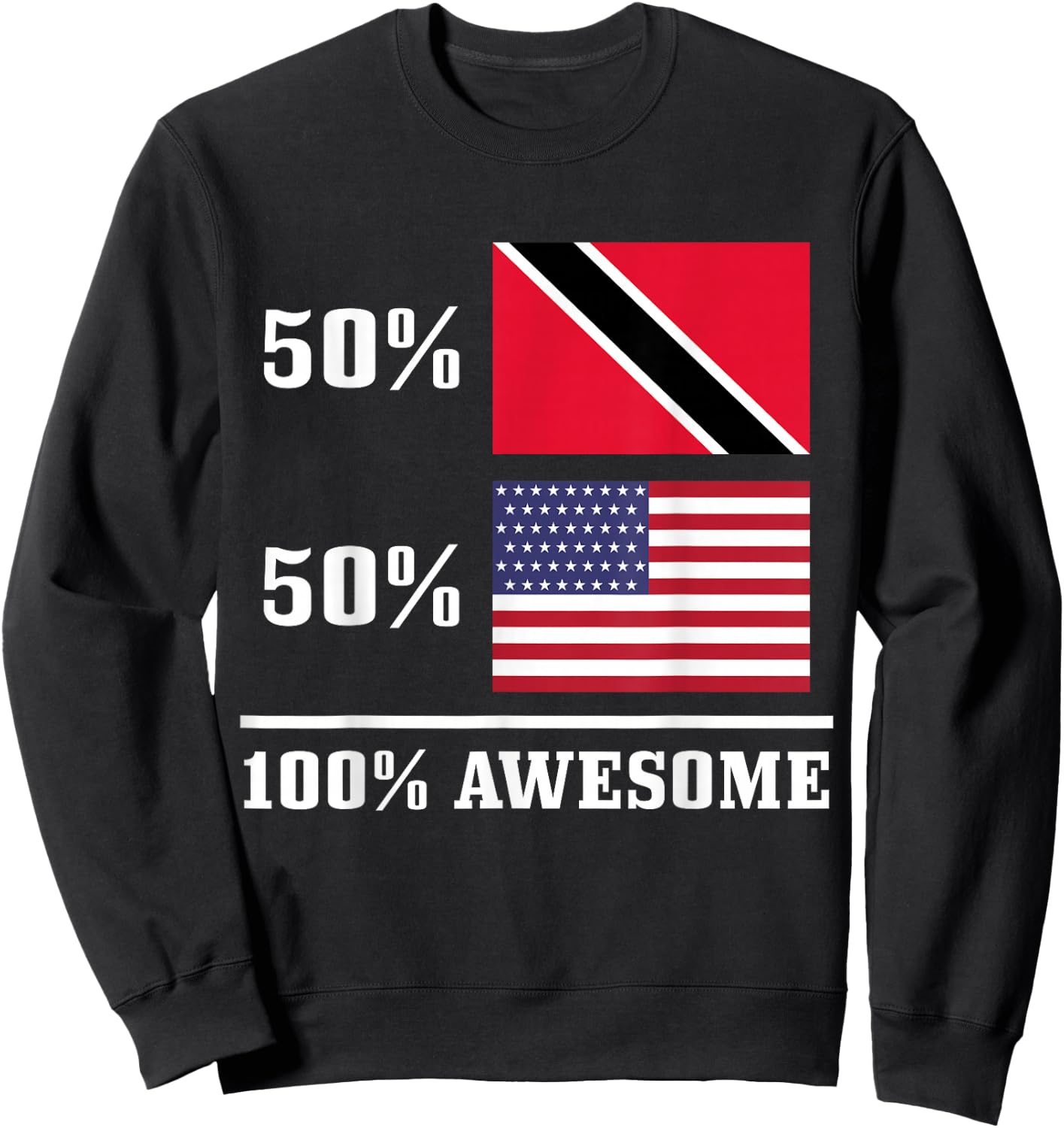 50% Trinidad & Tobago 50% USA American Flag Pride Sweatshirt - Sweatshirt | Black