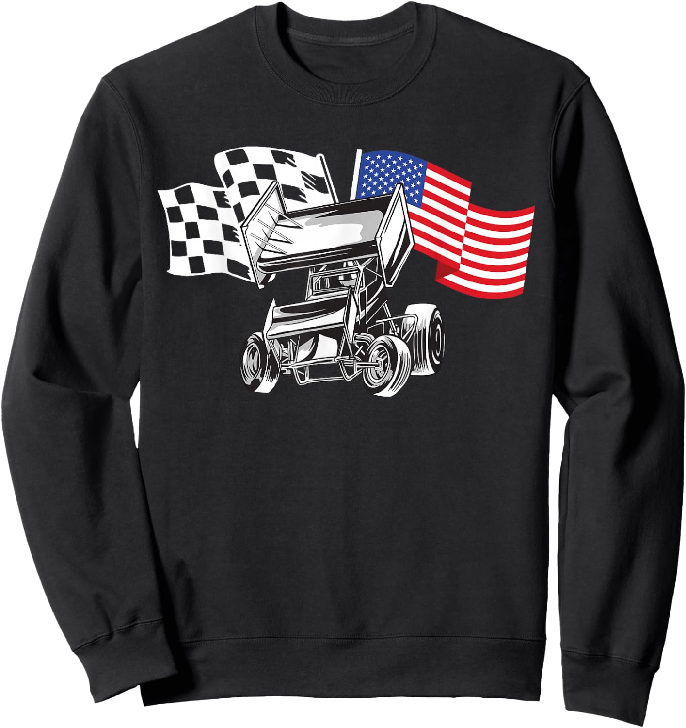 Sprint Car Racing USA Flag Sweatshirt - Sweatshirt | Black