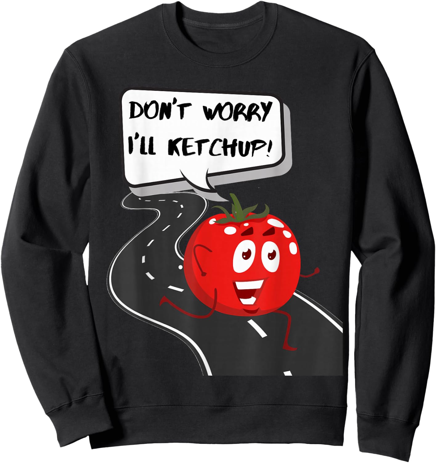 Funny , Women, Kids. Joke, Fun, Tomato, Running Sweatshirt - Sweatshirt | Black