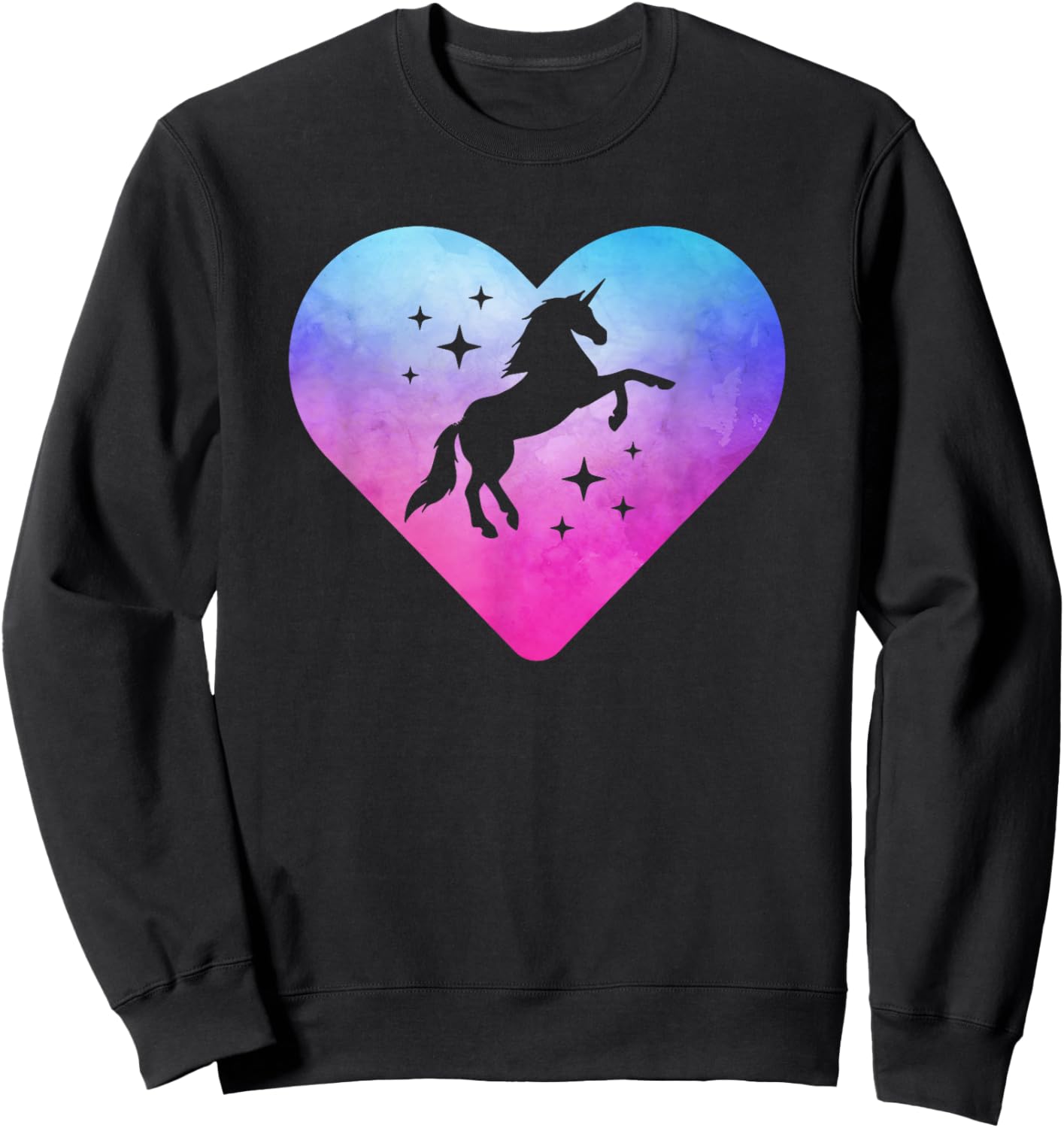 Women or Girls Cute Unicorn Sweatshirt - Sweatshirt | Black
