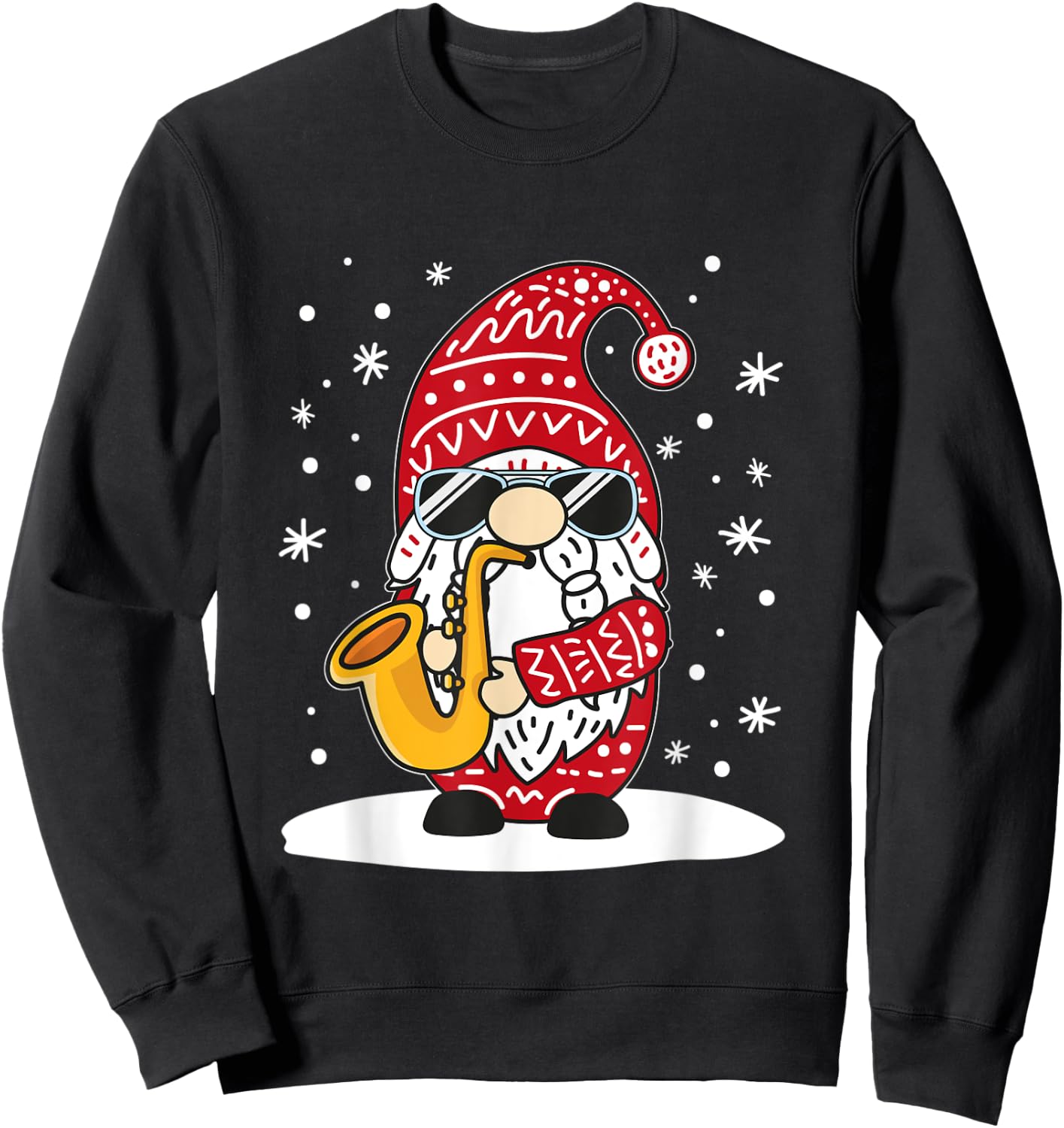 Christmas Saxophone Player Gnome Brass Band Saxophonist Sweatshirt - Sweatshirt | Black