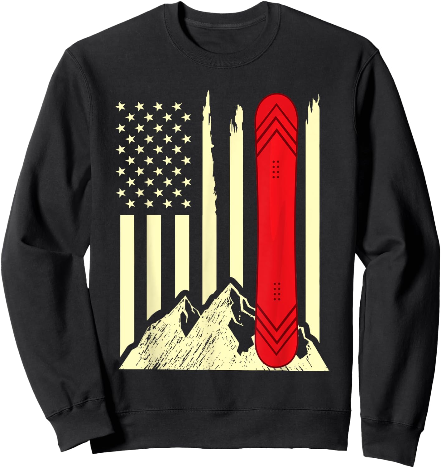 Snowboarding Skiing Snowboard American Flag Snowboarder Women Girls Kids Men Sweatshirt - Sweatshirt | Black