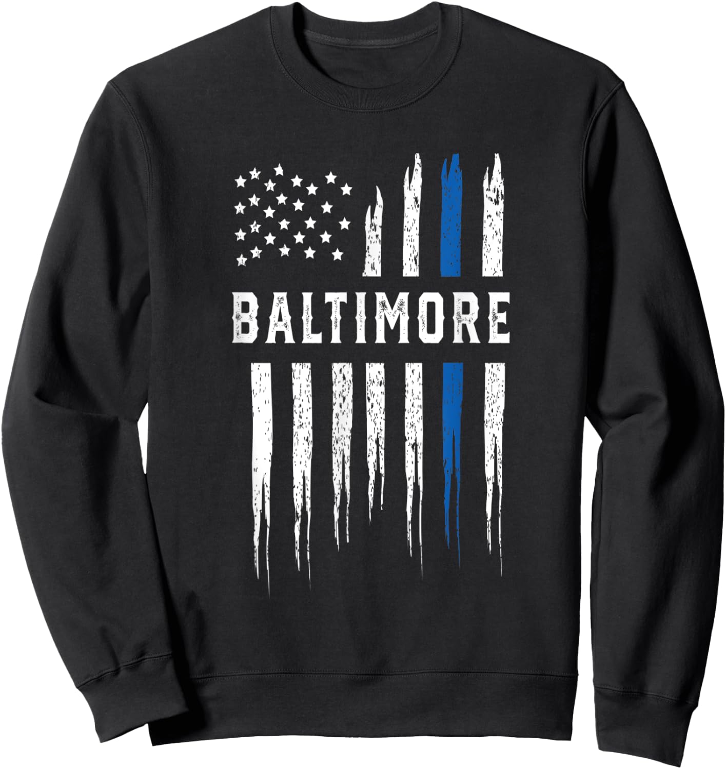 Thin Blue Line Heart Baltimore Police Officer Maryland Cops Sweatshirt - Sweatshirt | Black