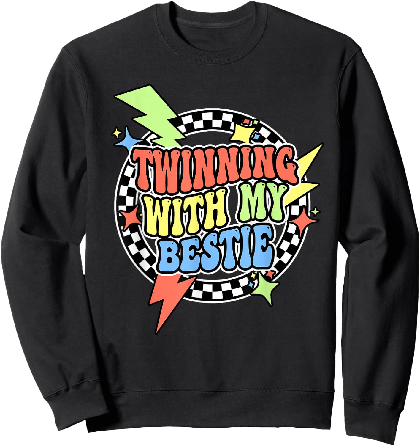 Retro Twinning With My Bestie Shirt Twin Day Friend BFF Sweatshirt - Sweatshirt | Black