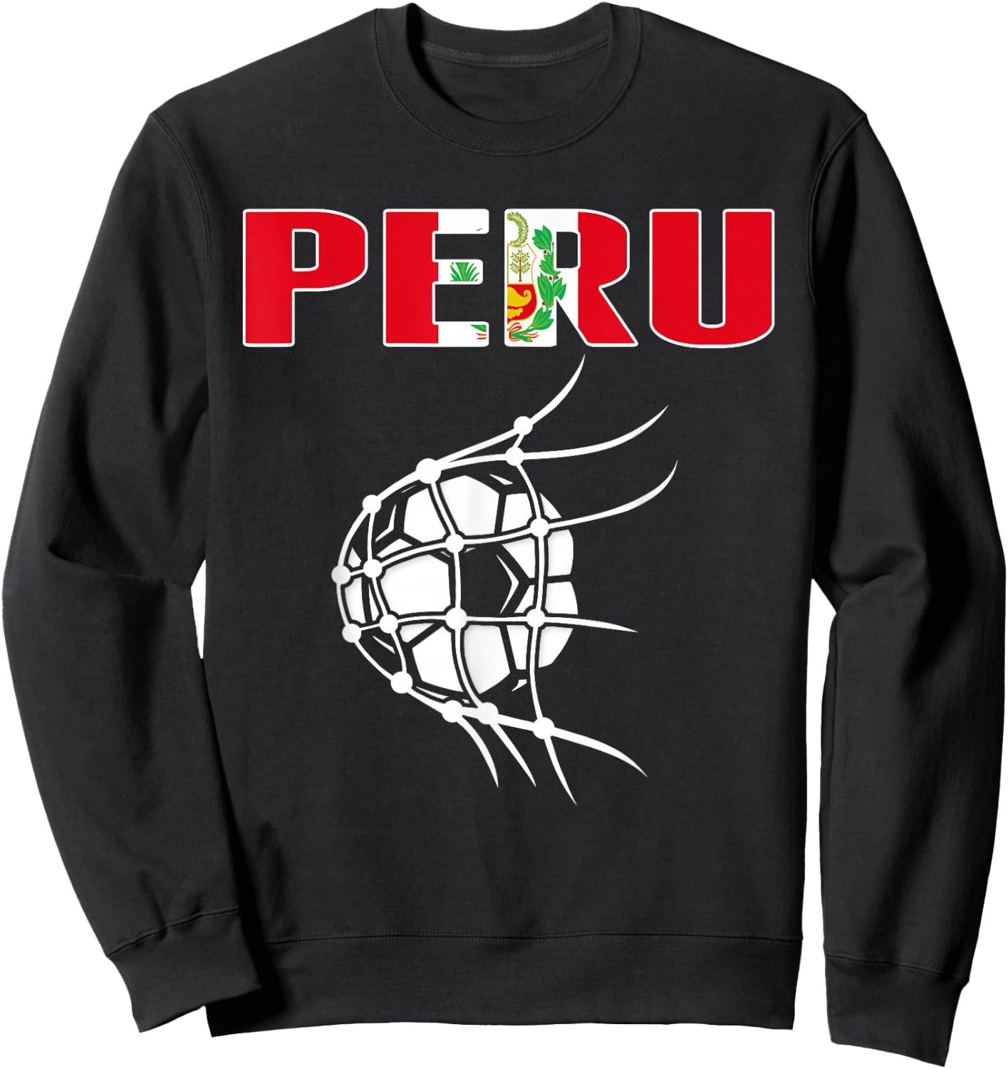 Peru Soccer Fans Jersey - Peruvian Flag Football Ball in Net Sweatshirt - Sweatshirt | Black