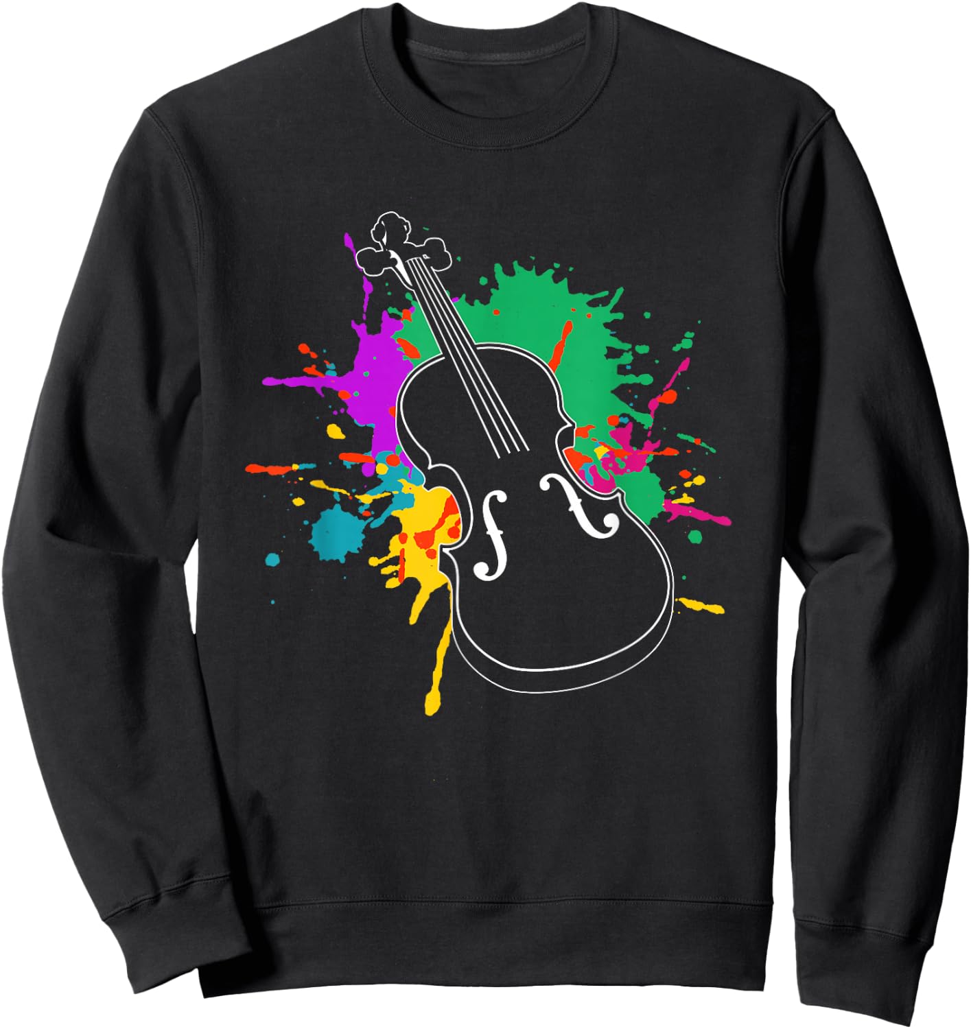Colorful Violin Player Violinist Fiddle Instrument Musician Sweatshirt - Sweatshirt | Black