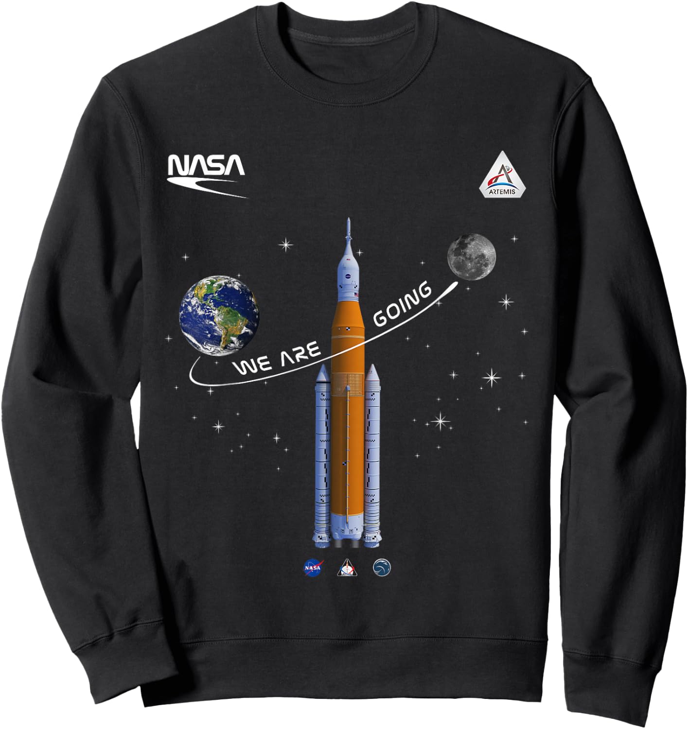 NASA Artemis we are Going Moon SLS Worm Insignia Small Sweatshirt - Sweatshirt | Black