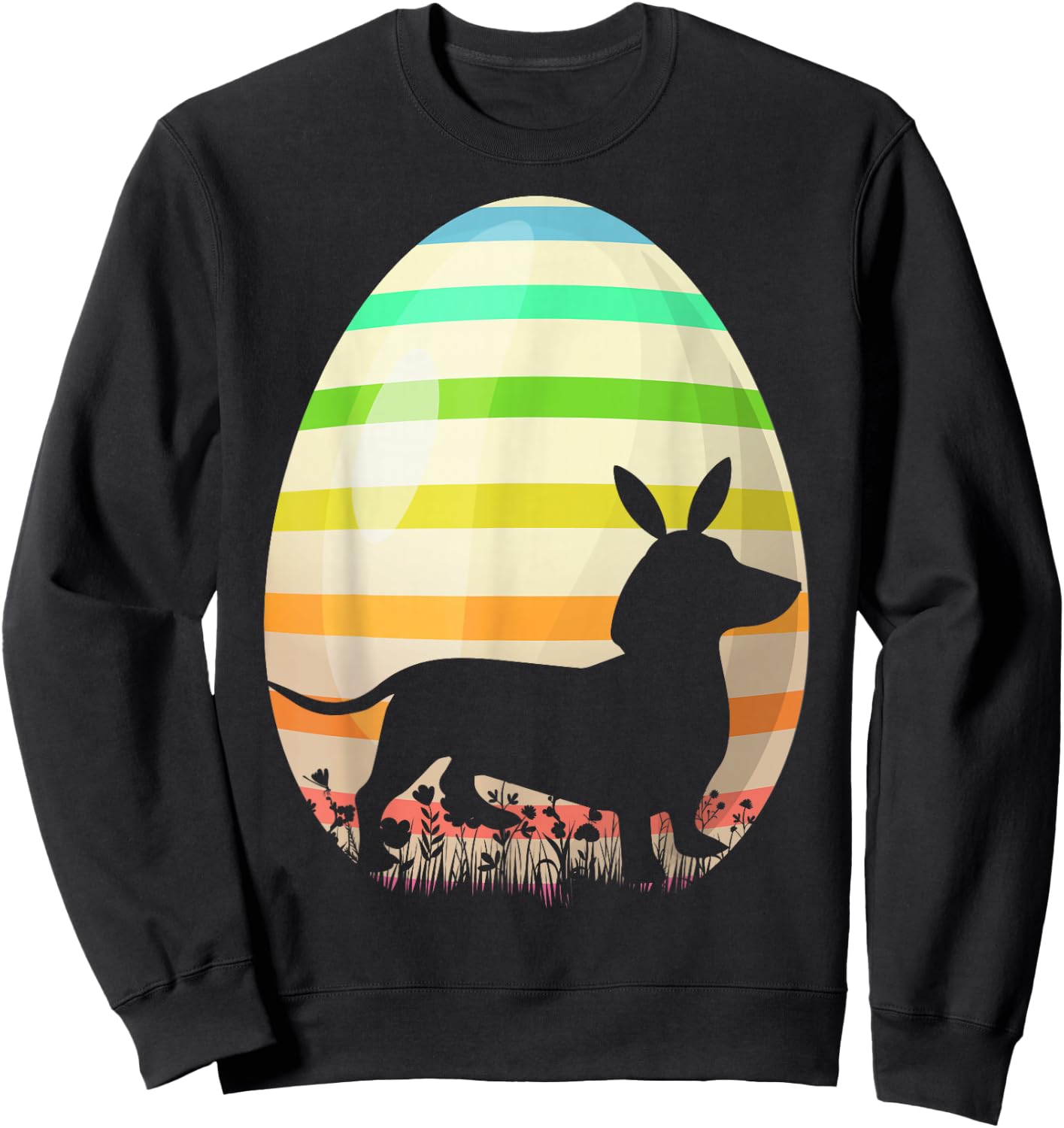 Funny Easter Egg Lover Vintage Style Dachshund Dog Easter Women Girls Kids Sweatshirt - Sweatshirt | Black