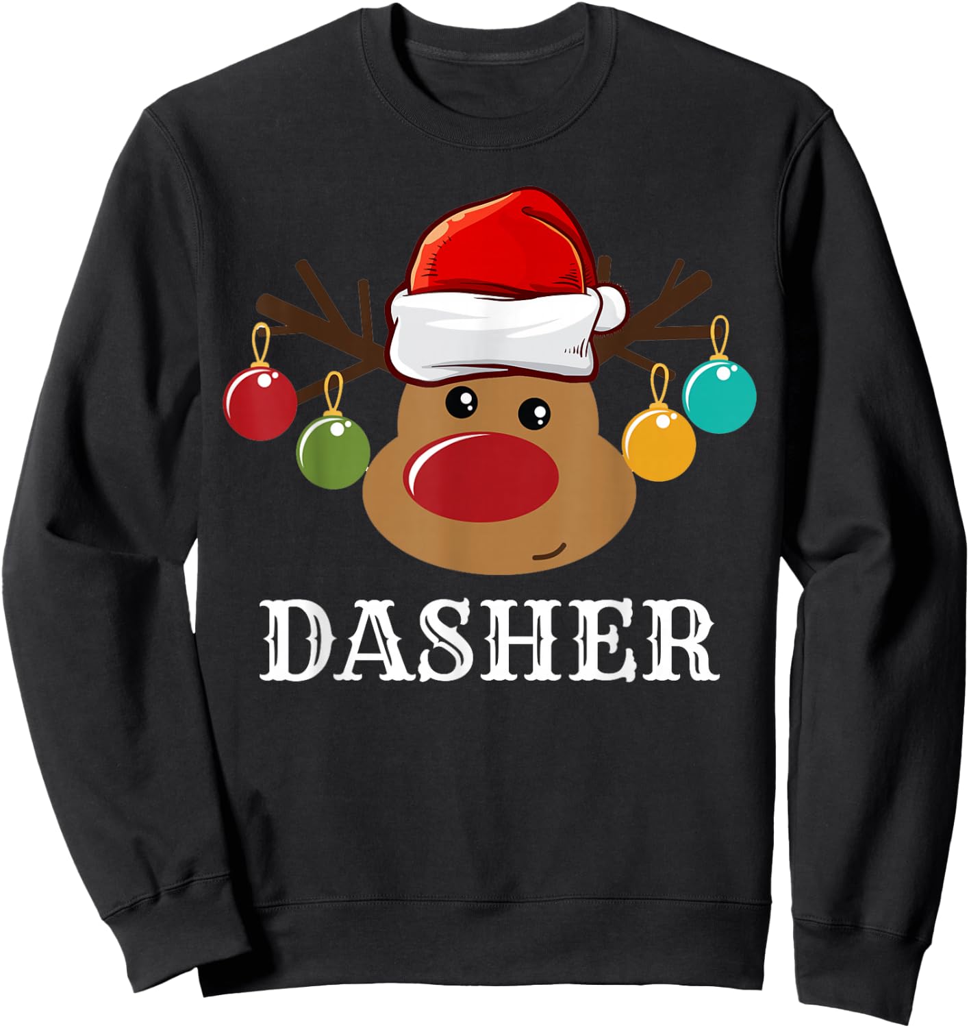 Santa Reindeer Dasher Xmas Group Costume Sweatshirt - Sweatshirt | Black