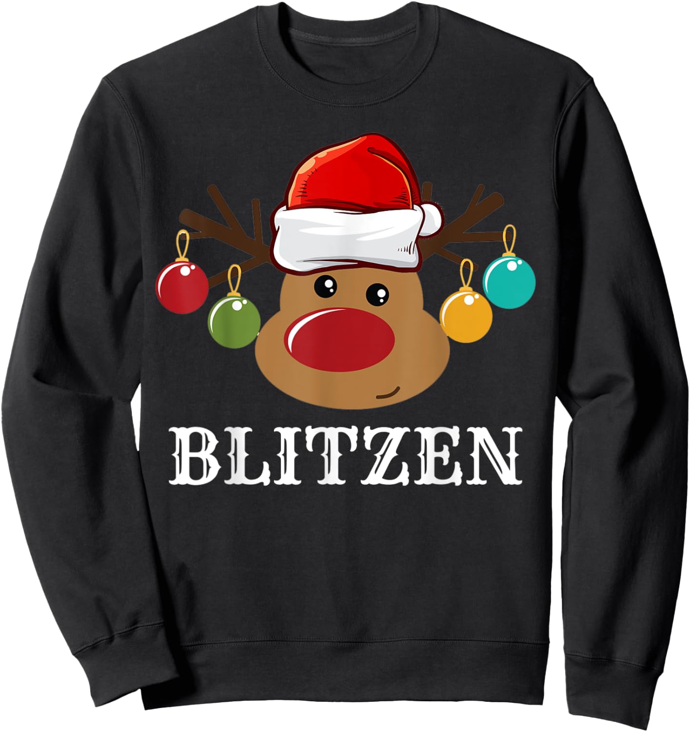 Santa Reindeer Blitzen Xmas Group Costume Sweatshirt - Sweatshirt | Black