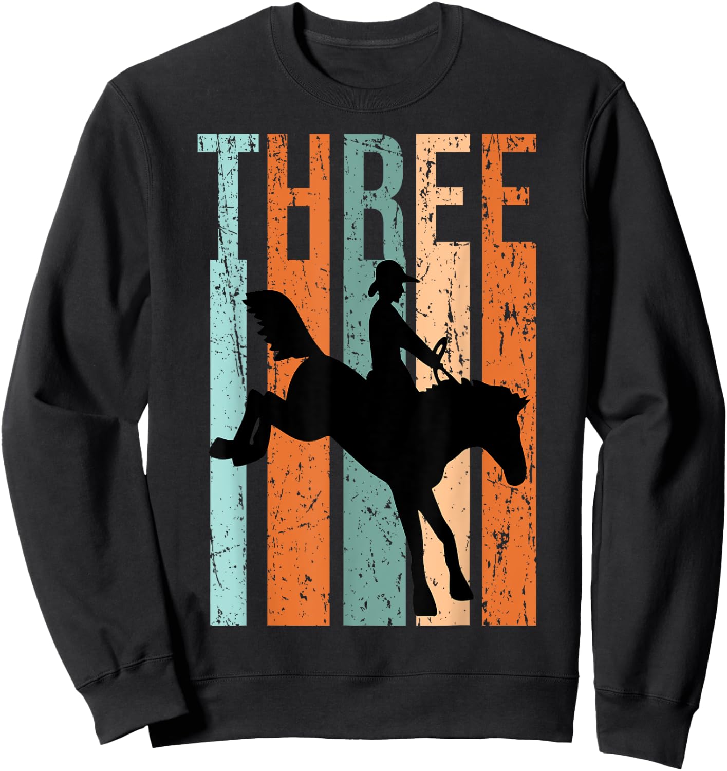 3rd Birthday Kids Retro Rodeo Horse Lovers Cowboys Rider Sweatshirt - Sweatshirt | Black