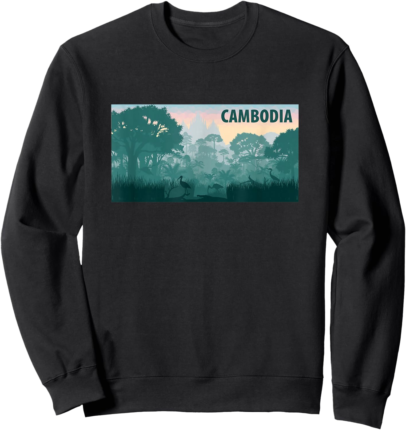 Cambodia Jungle Temple Scenery Sweatshirt - Sweatshirt | Black