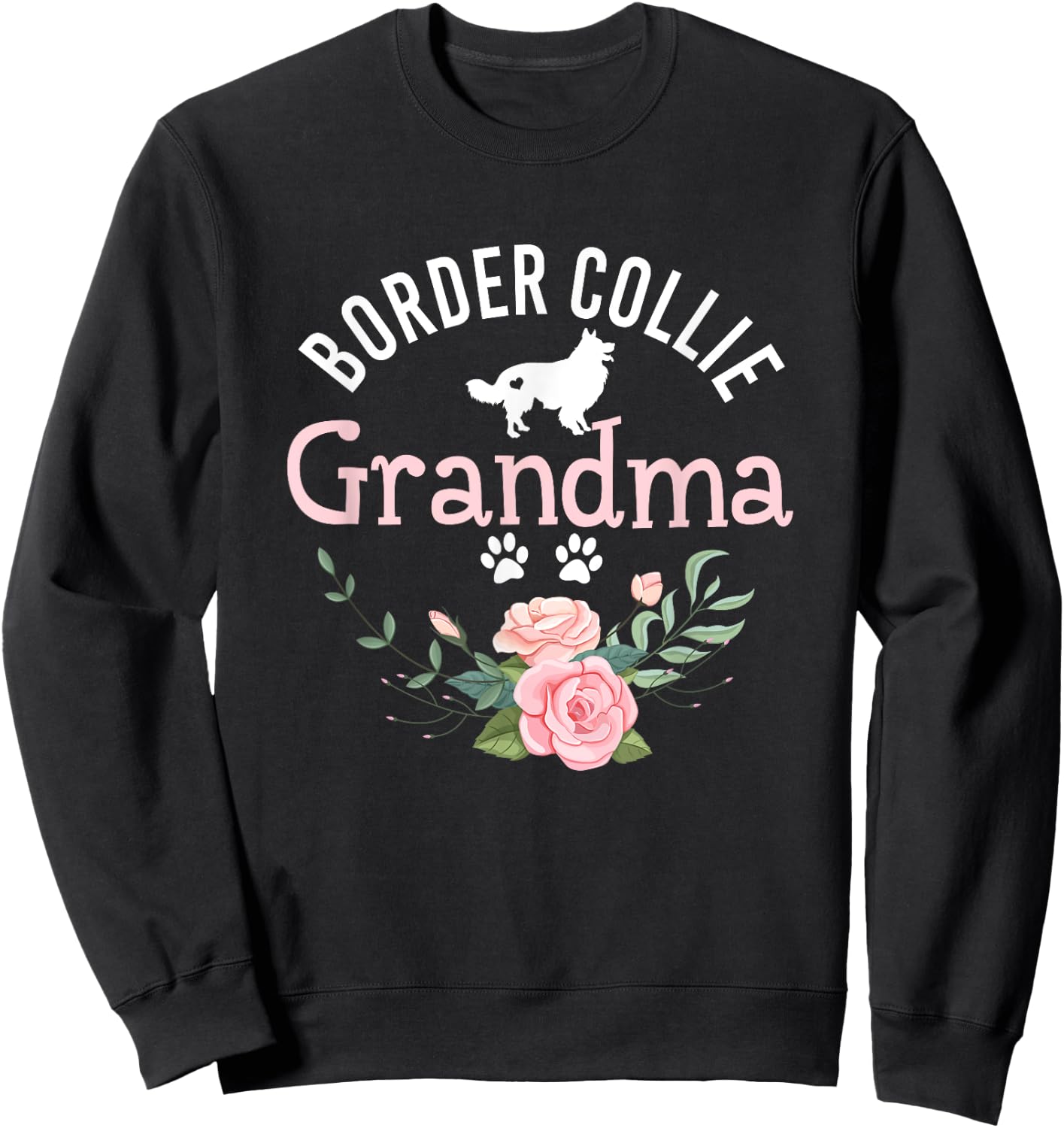 Border Collie Grandma Gifts Cute Dog Lover Christmas Sweatshirt - Sweatshirt | Black