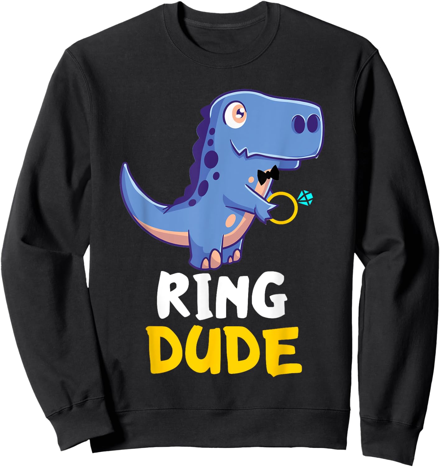 Ring Bearer Ring Dude Dino T-Rex Wedding Party Security Ring Sweatshirt - Sweatshirt | Black