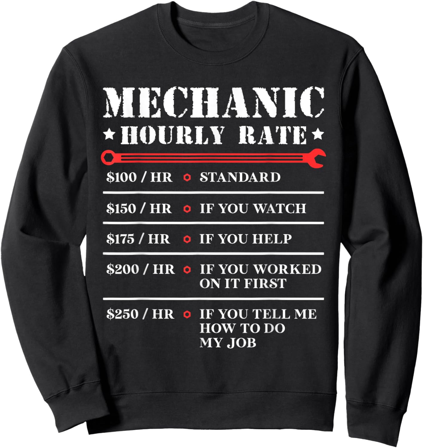 Mechanic Hourly Rate Funny Car Motorcycle Labor Gift Sweatshirt - Sweatshirt | Black